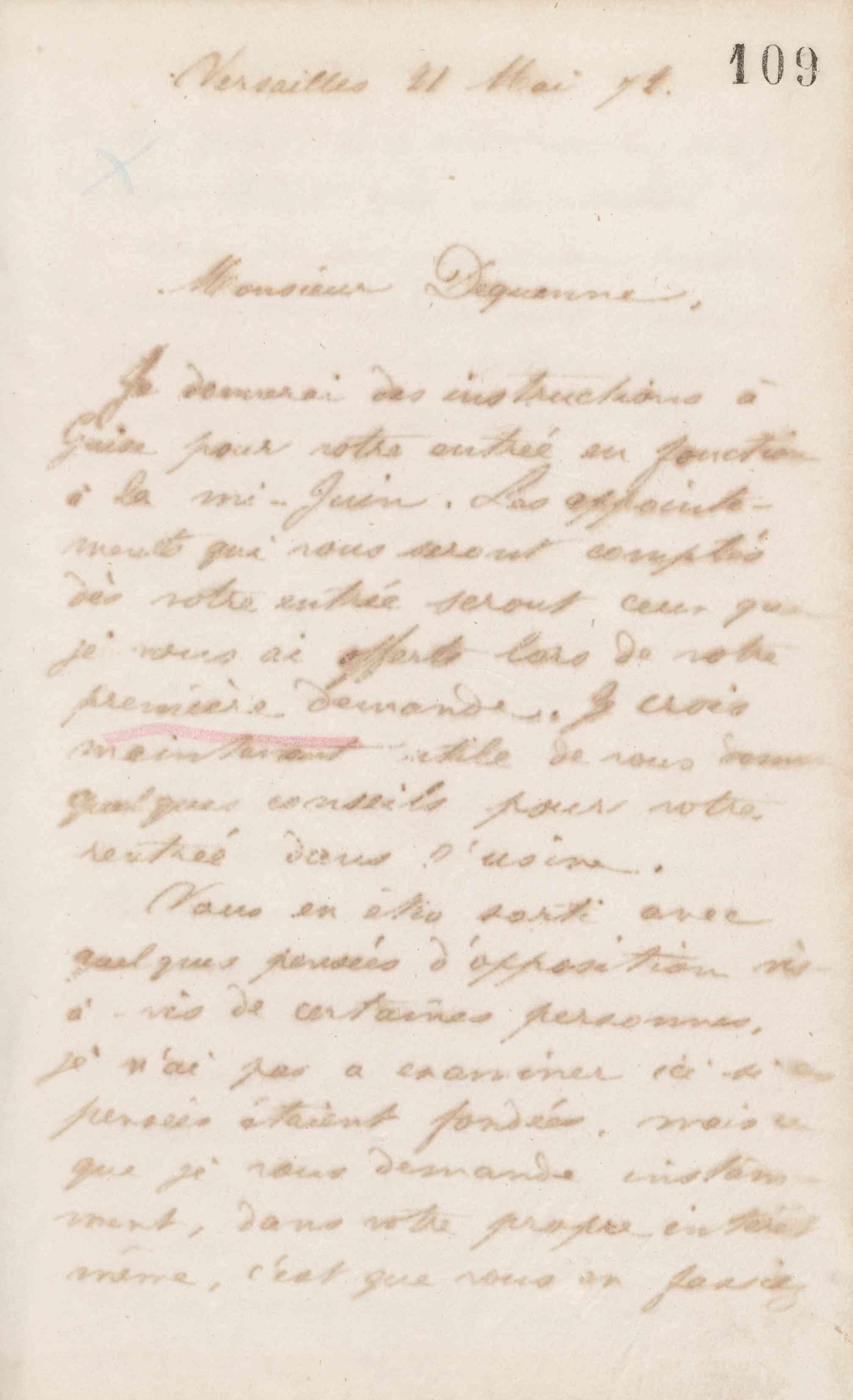 Jean-Baptiste André Godin à François Dequenne, 21 mai 1872