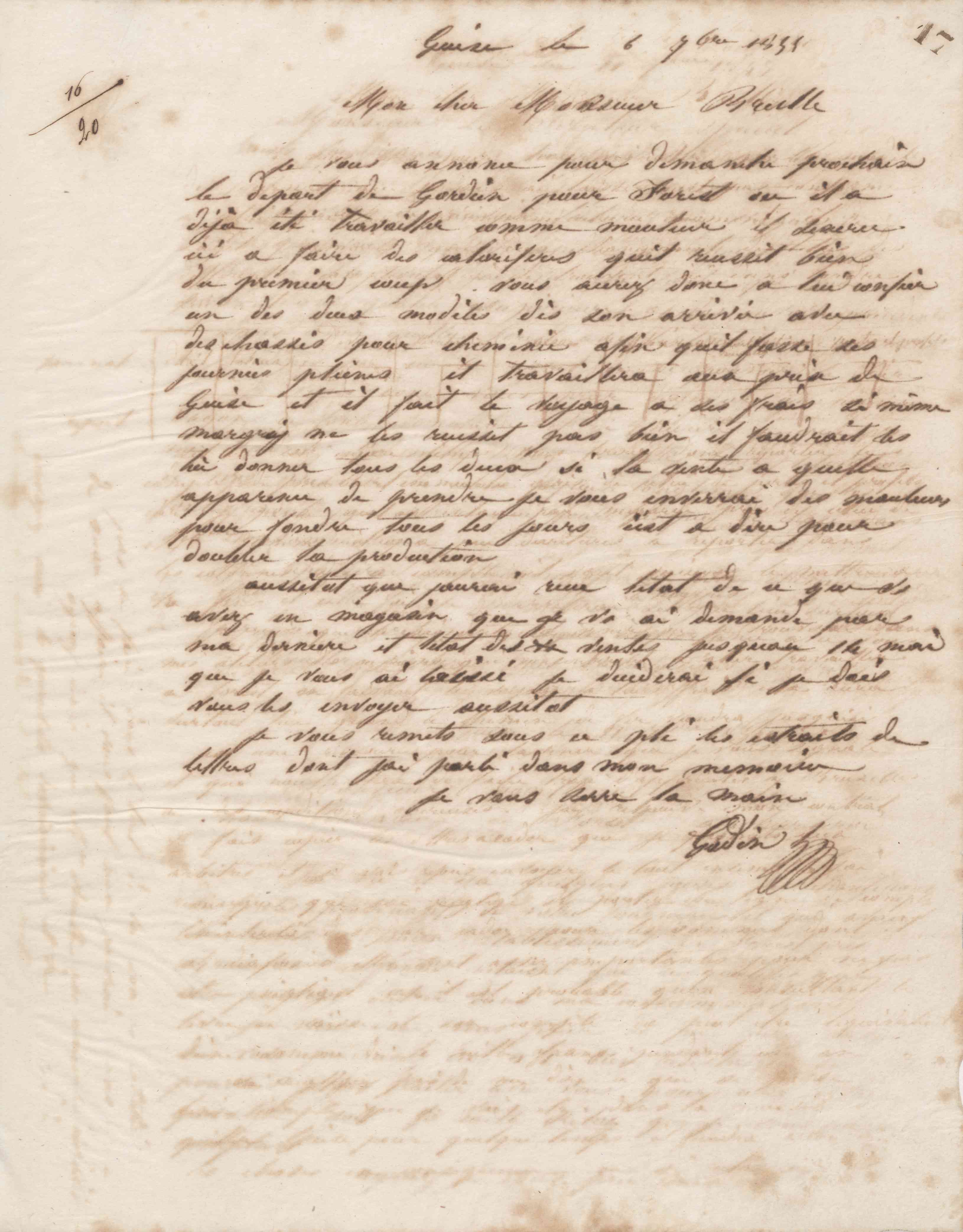 Jean-Baptiste André Godin à Alexandre Brullé, 6 septembre 1855