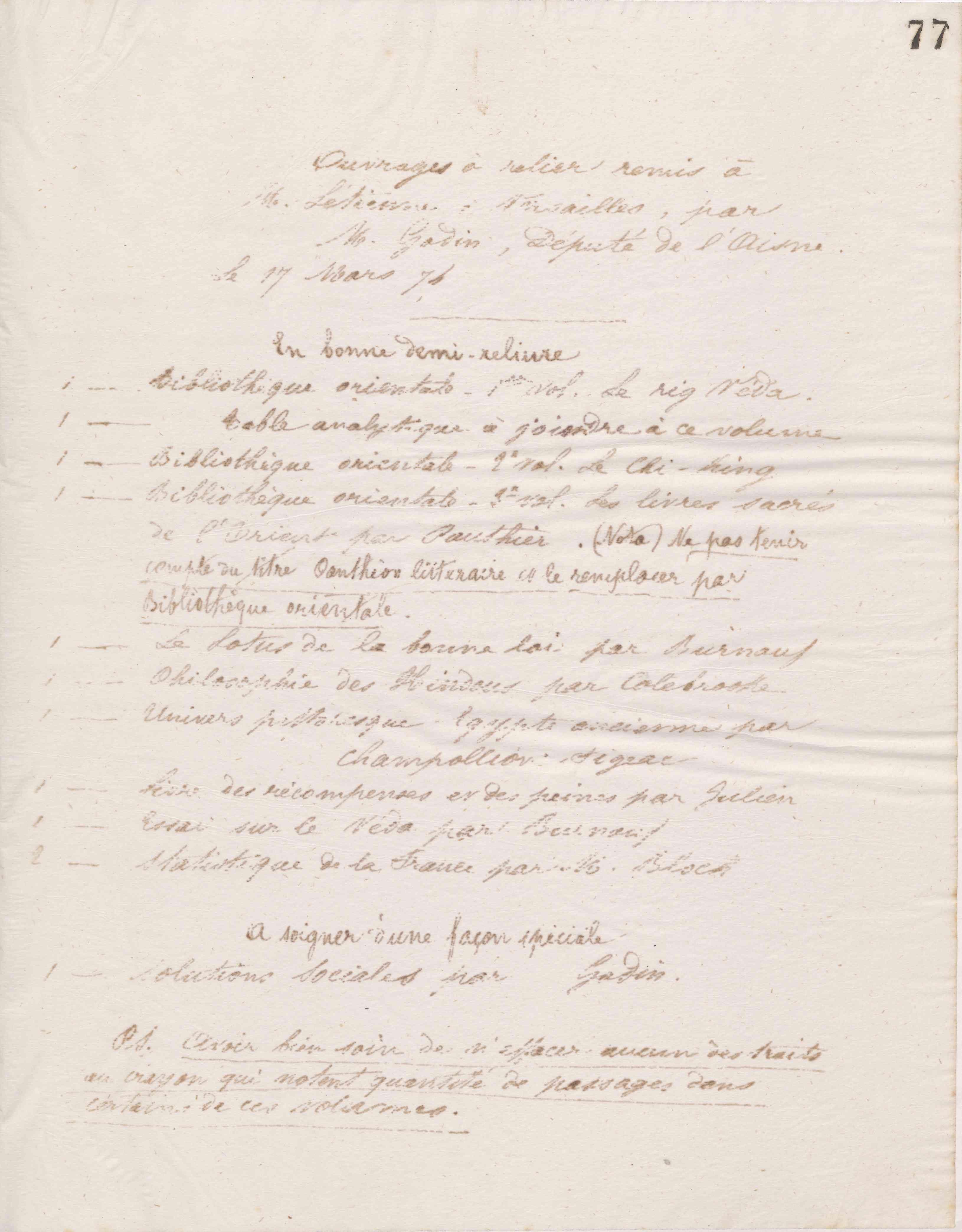 Jean-Baptiste André Godin à monsieur Létienne, 17 mars 1874 Jean-Baptiste André Godin à monsieur Létienne, 17 mars 1874