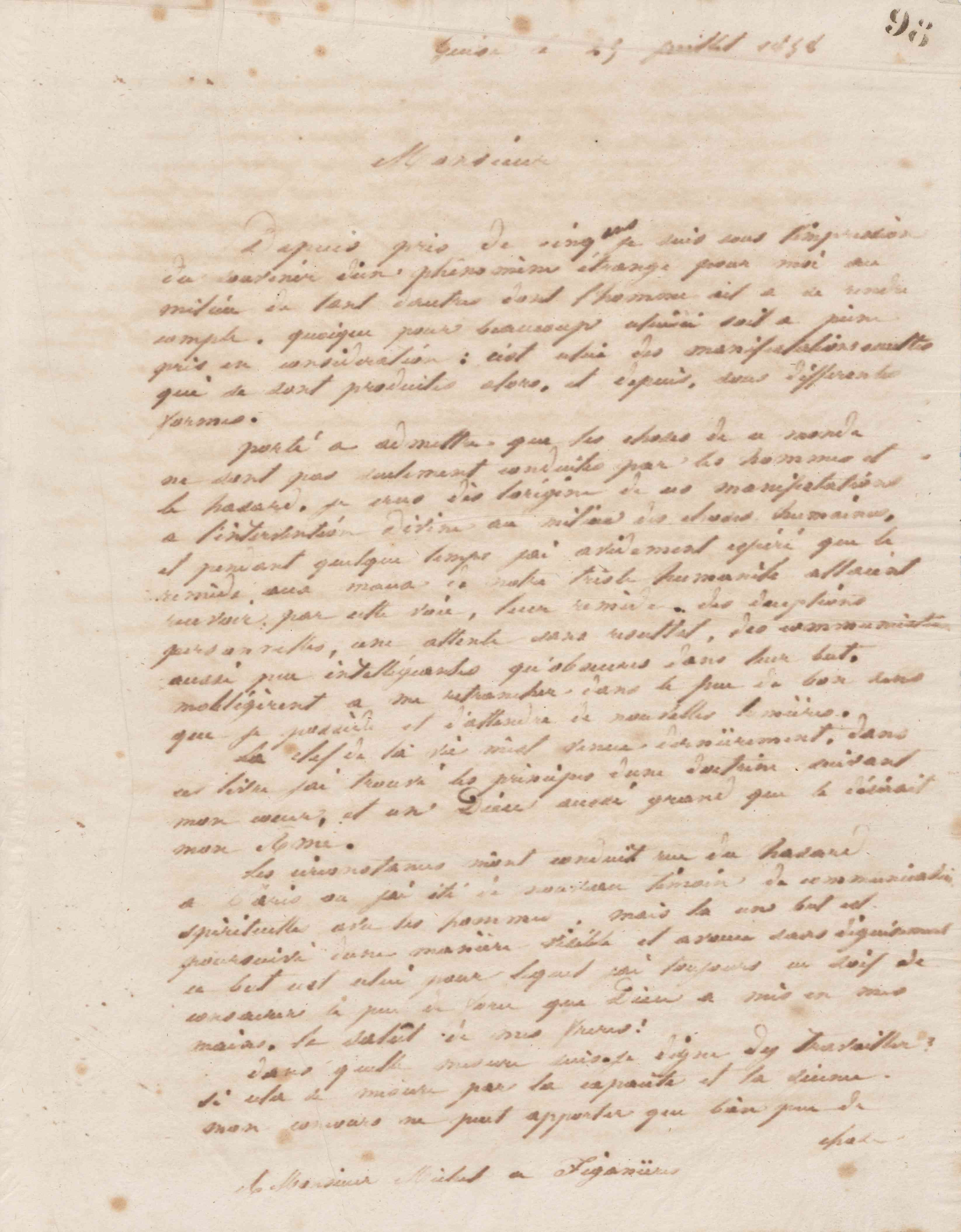Jean-Baptiste André Godin à Louis Michel de Figanières, 25 juillet 1858