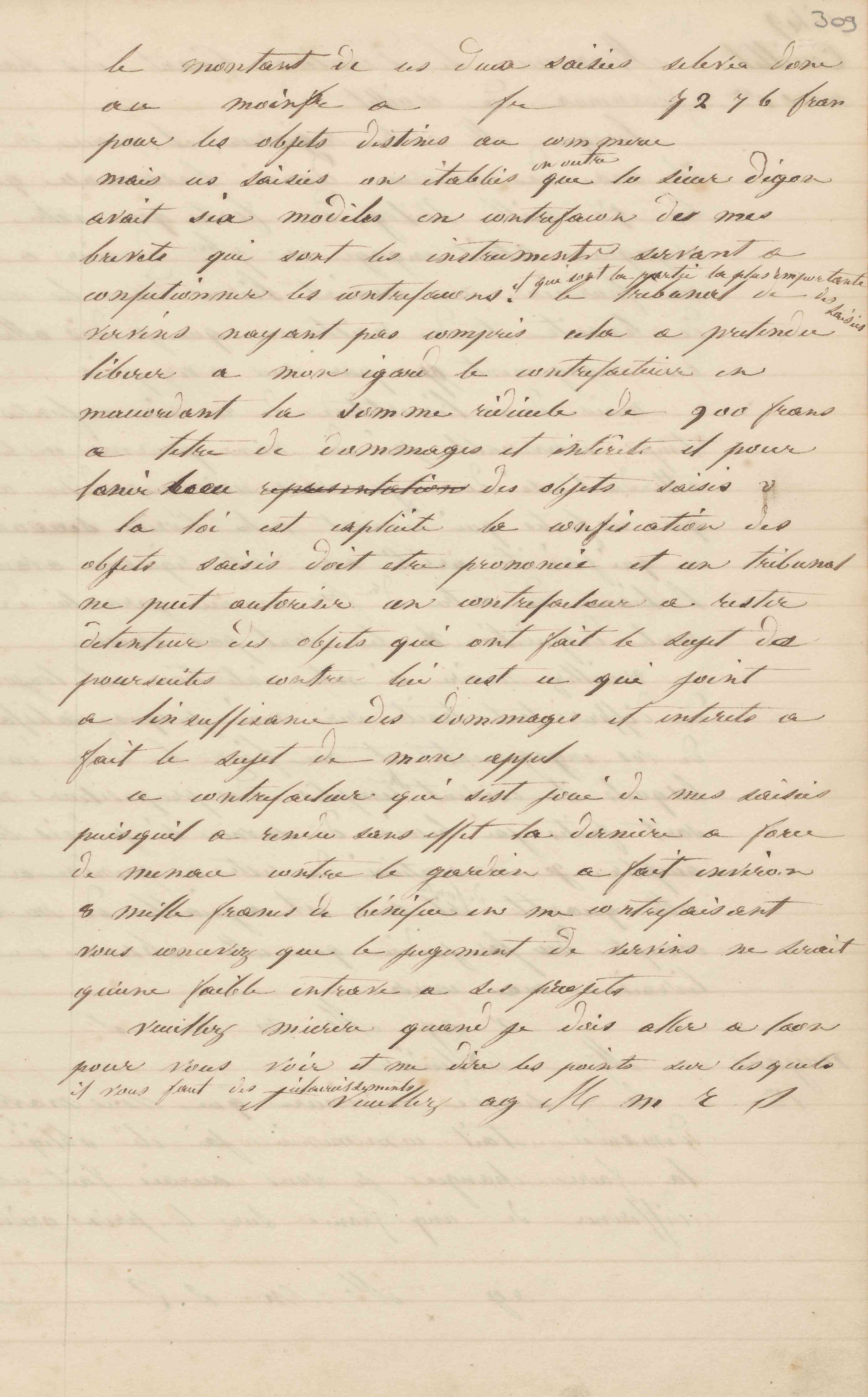 Jean-Baptiste André Godin à monsieur Langlois, 27 février 1849