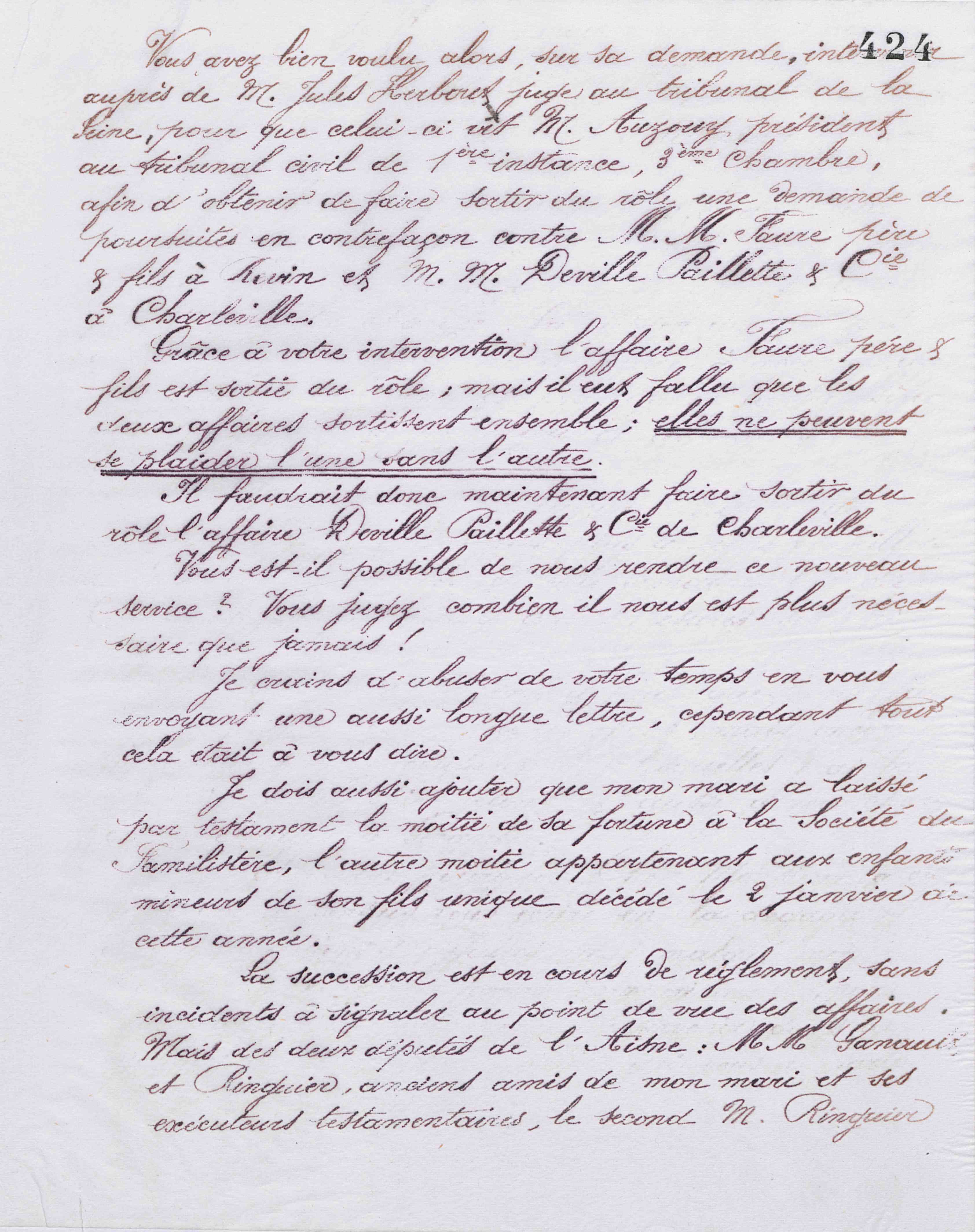 Marie Moret à Georges Coulon, 18 février 1888