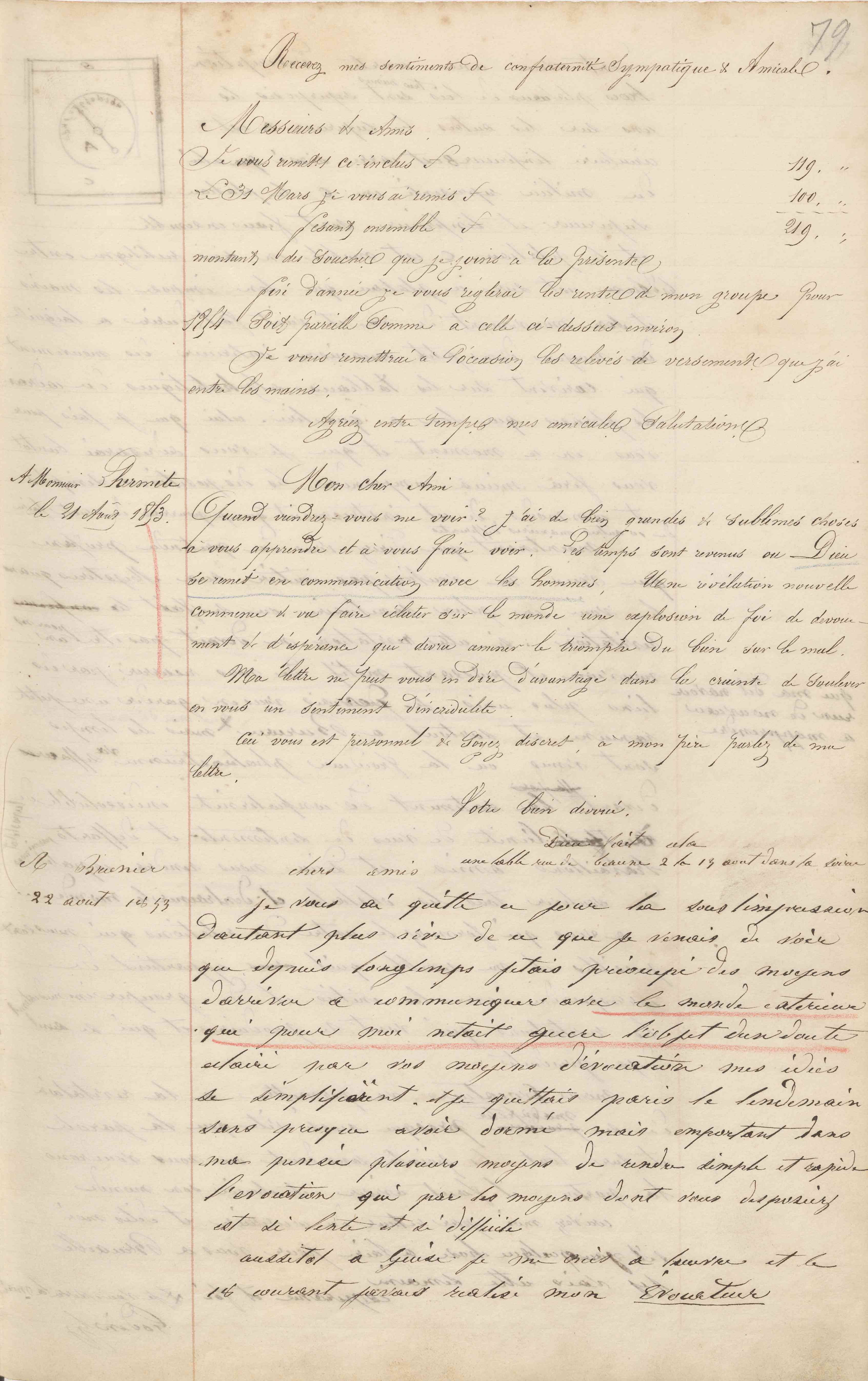 Jean-Baptiste André Godin à Amédée Guillon ou Ferdinand Guillon, 4 mai 1853