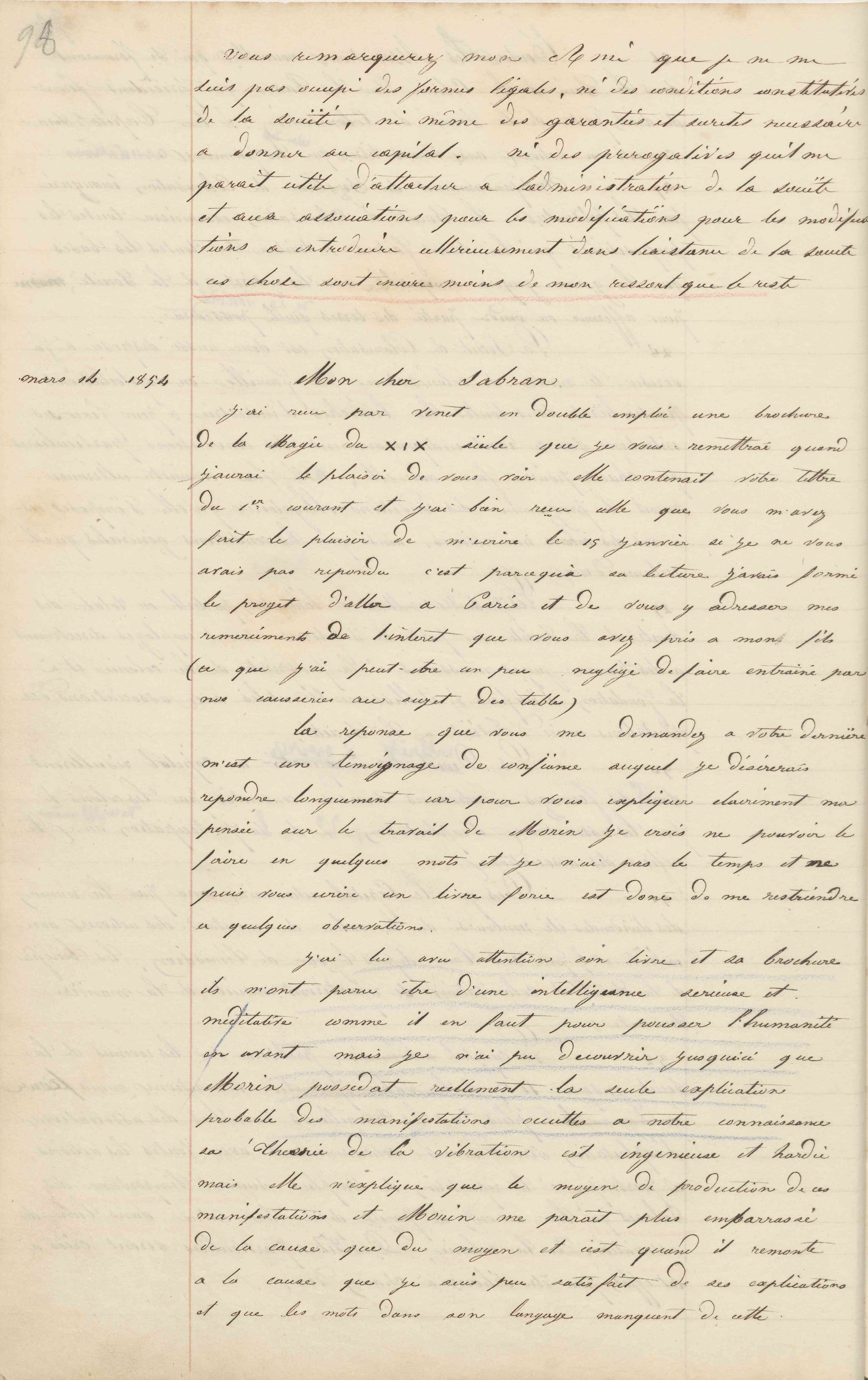 Jean-Baptiste André Godin à Victor Considerant, 4 février 1854