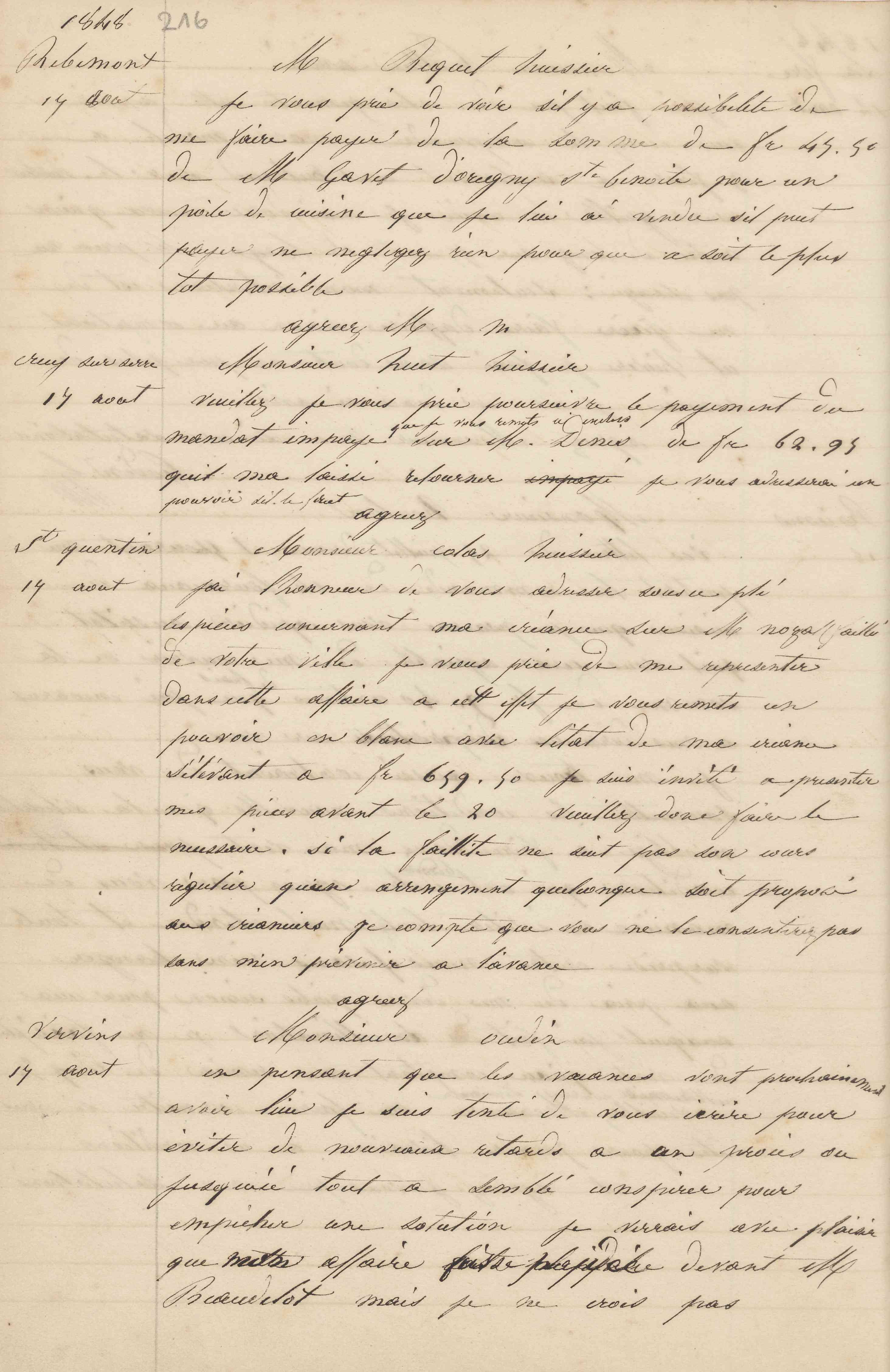 Jean-Baptiste André Godin à Louis Oudin-Leclère, 17 août 1848 Jean-Baptiste André Godin à Louis Oudin-Leclère, 17 août 1848