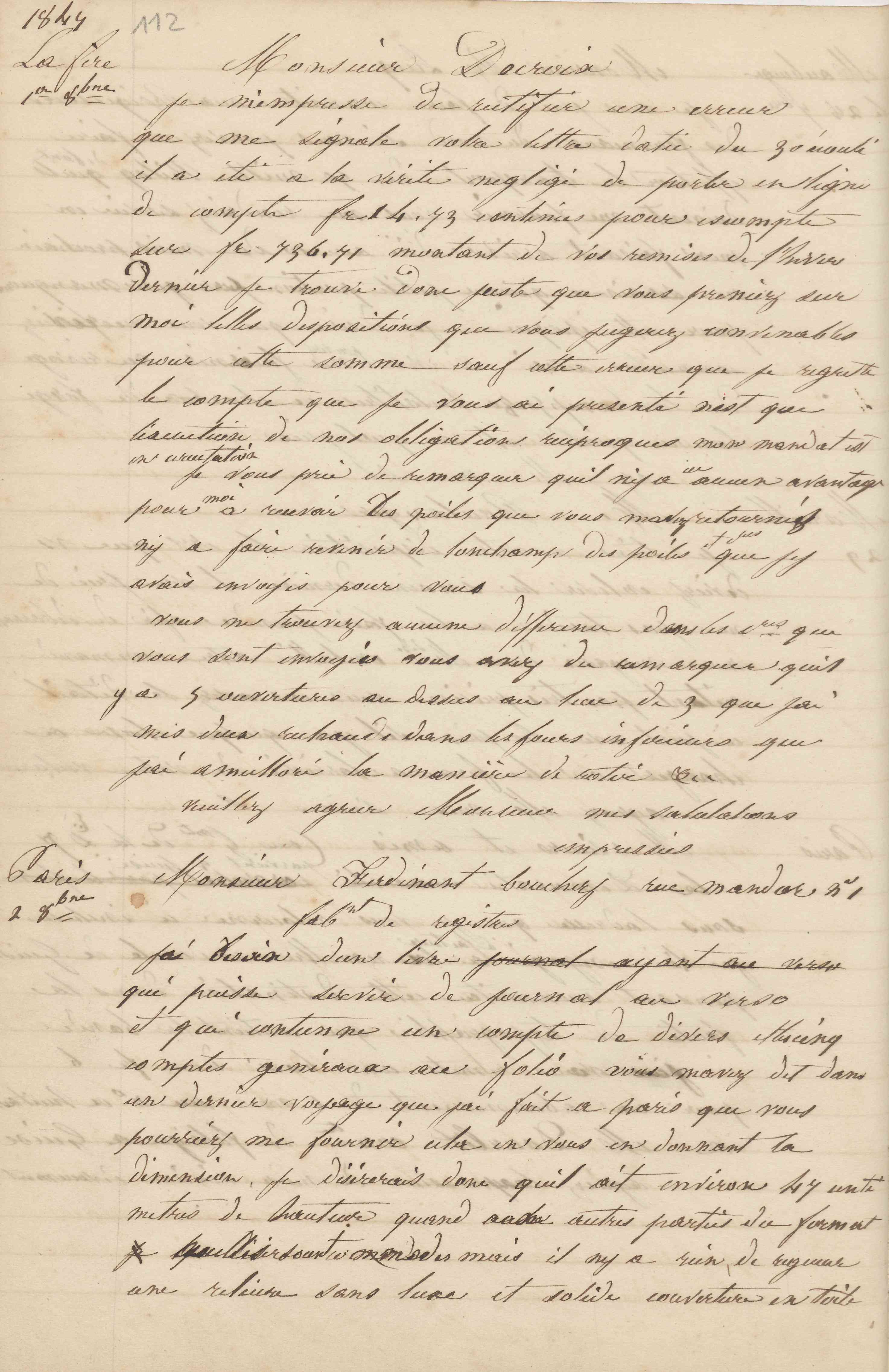 Jean-Baptiste André Godin à Ferdinand Bouché, 2 octobre 1847 Jean-Baptiste André Godin à Ferdinand Bouché, 2 octobre 1847