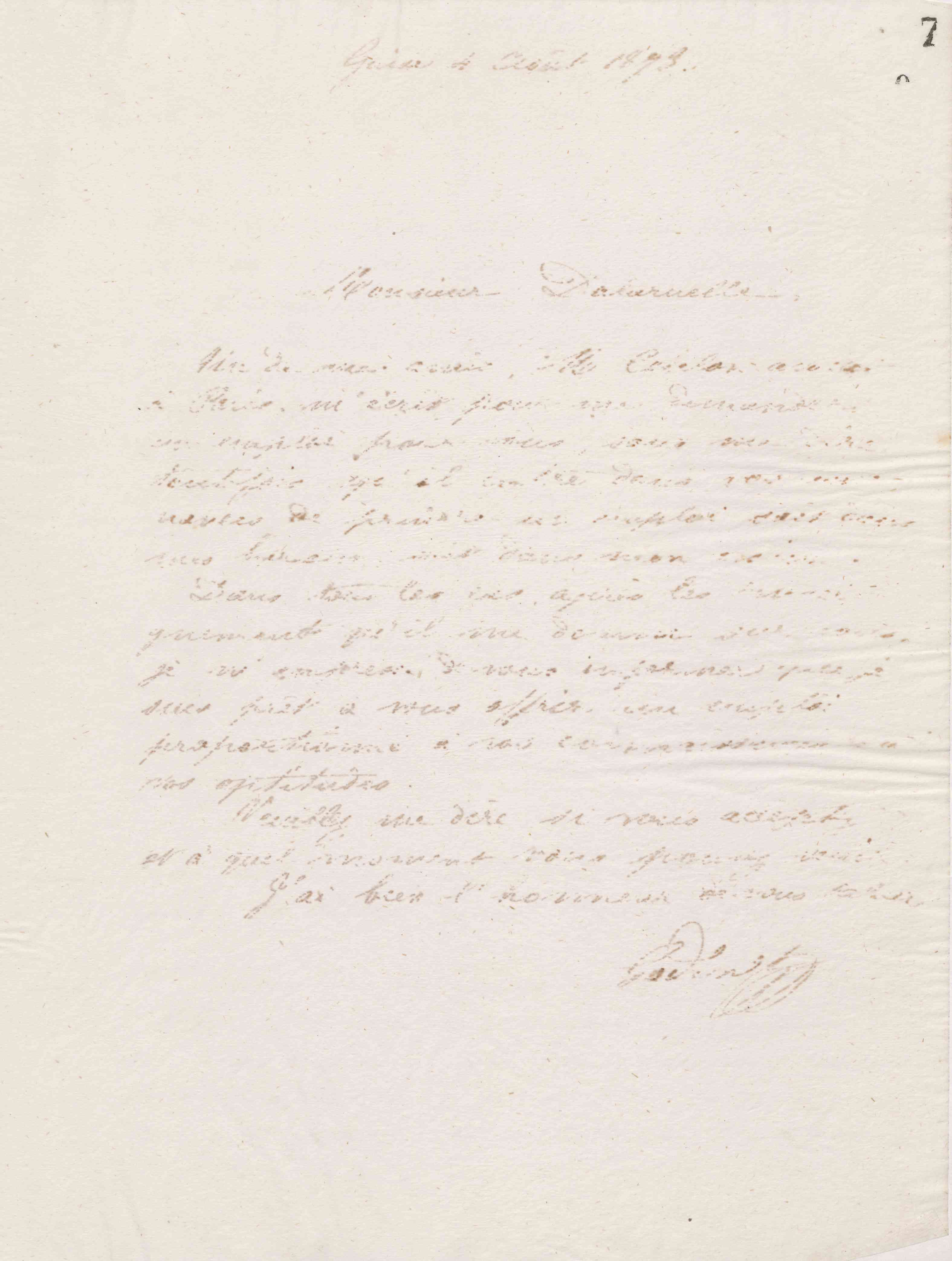 Jean-Baptiste André Godin à monsieur Delaruelle, 4 août 1873 Jean-Baptiste André Godin à monsieur Delaruelle, 4 août 1873
