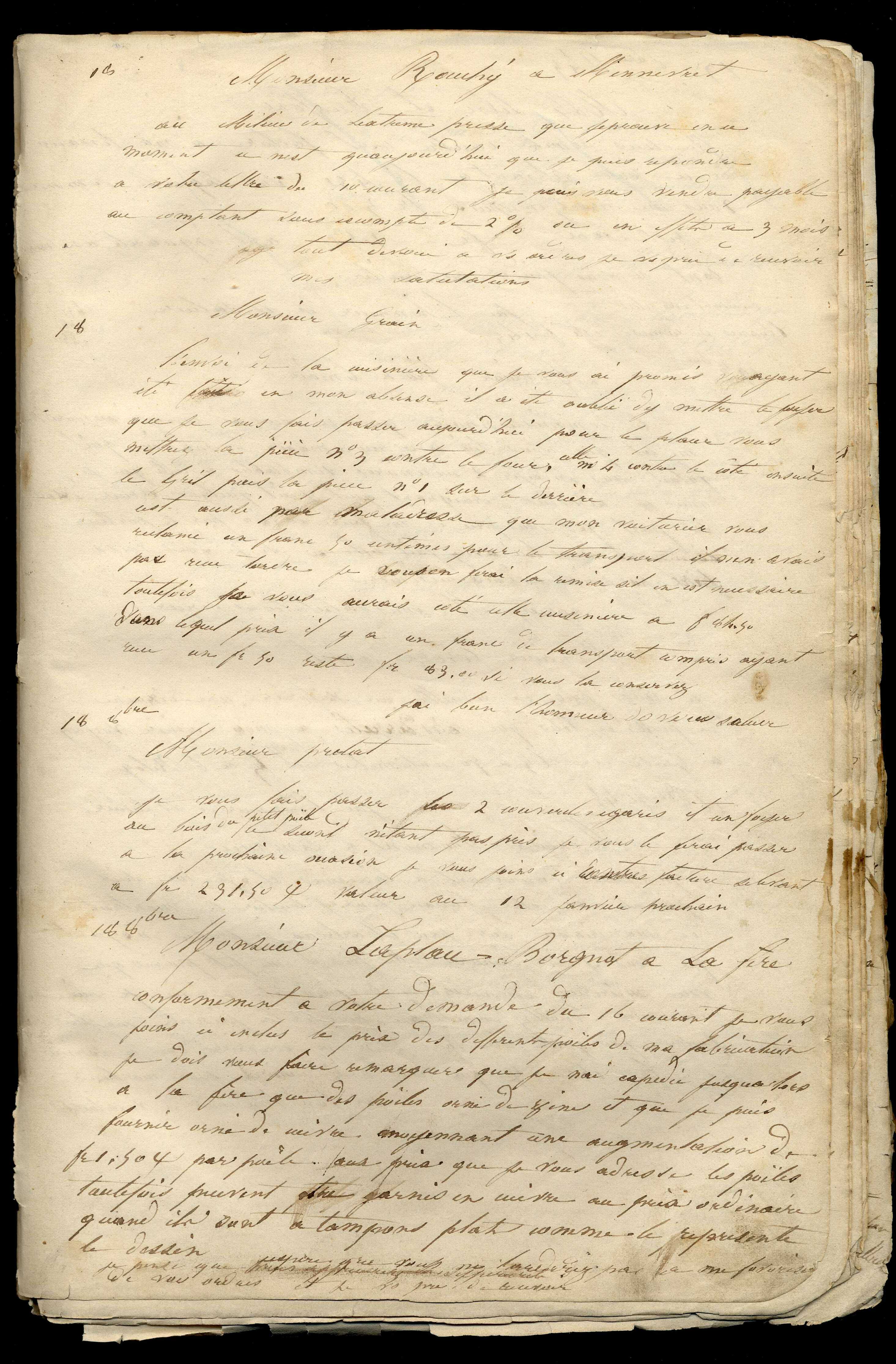 Jean-Baptiste André Godin à monsieur Laplace-Borgnet, 18 octobre [1843]