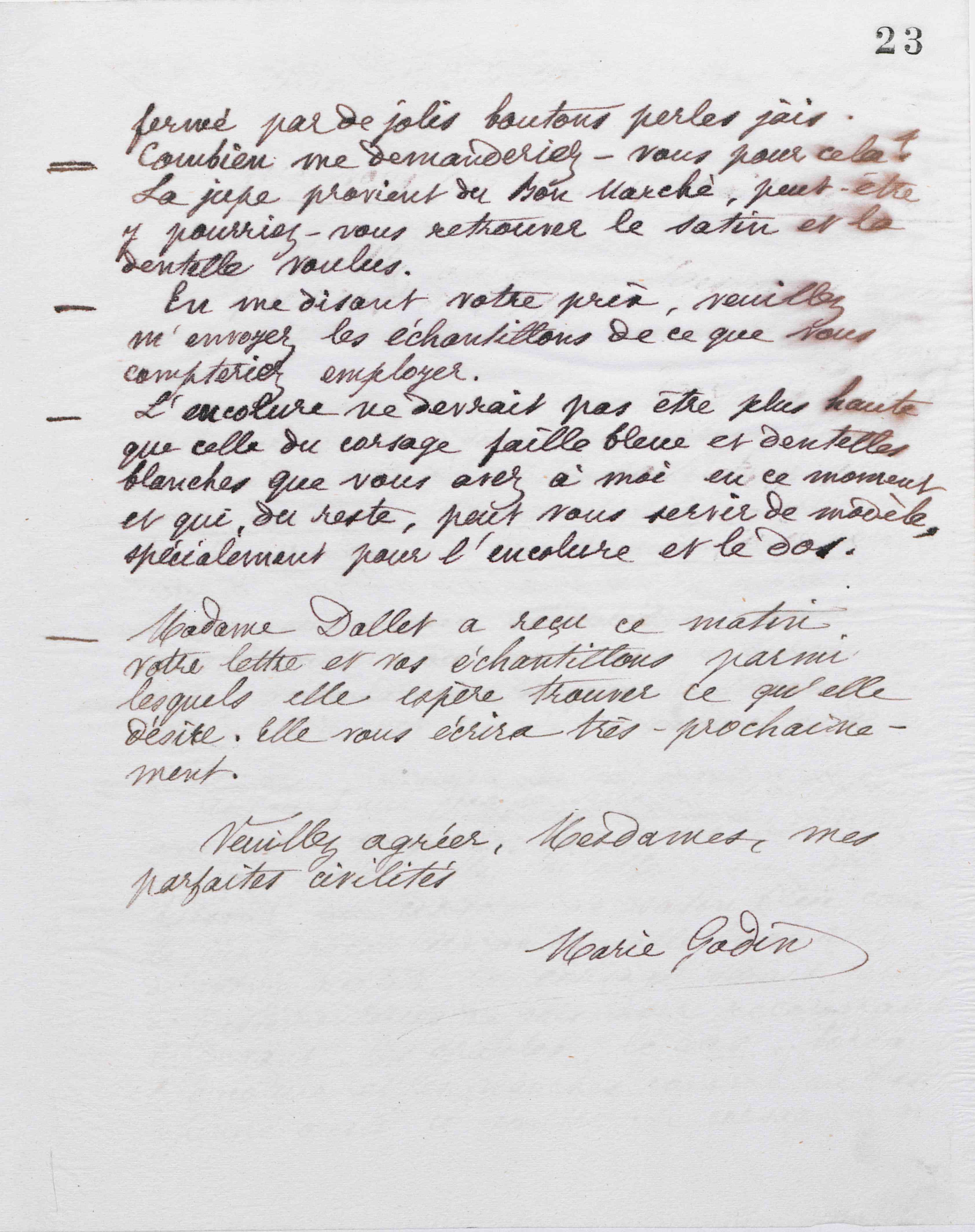 Marie Moret à Piat sœurs, 19 mars 1887 Marie Moret à Piat sœurs, 19 mars 1887