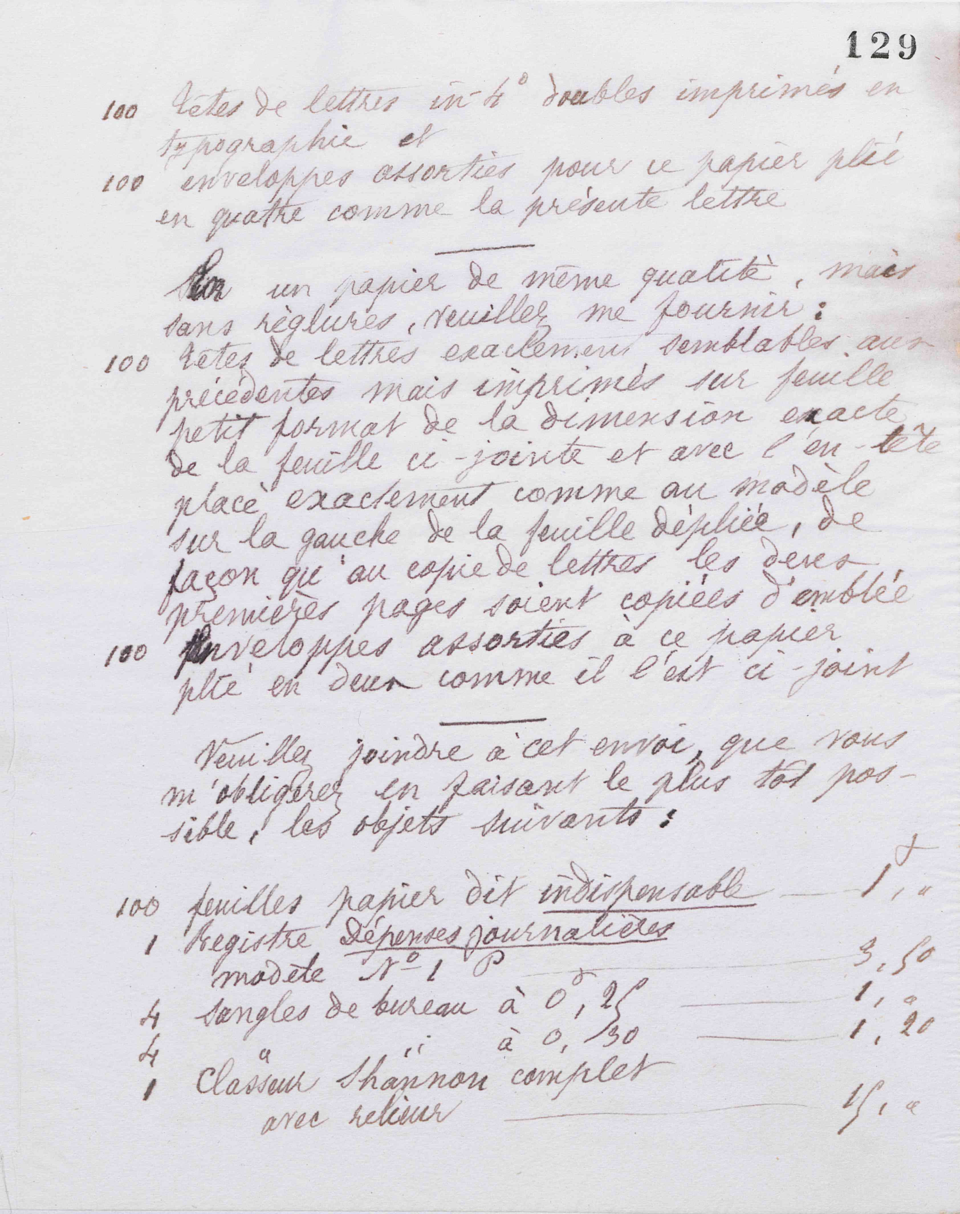 Marie Moret à Fortin et Cie, 1er juillet 1887