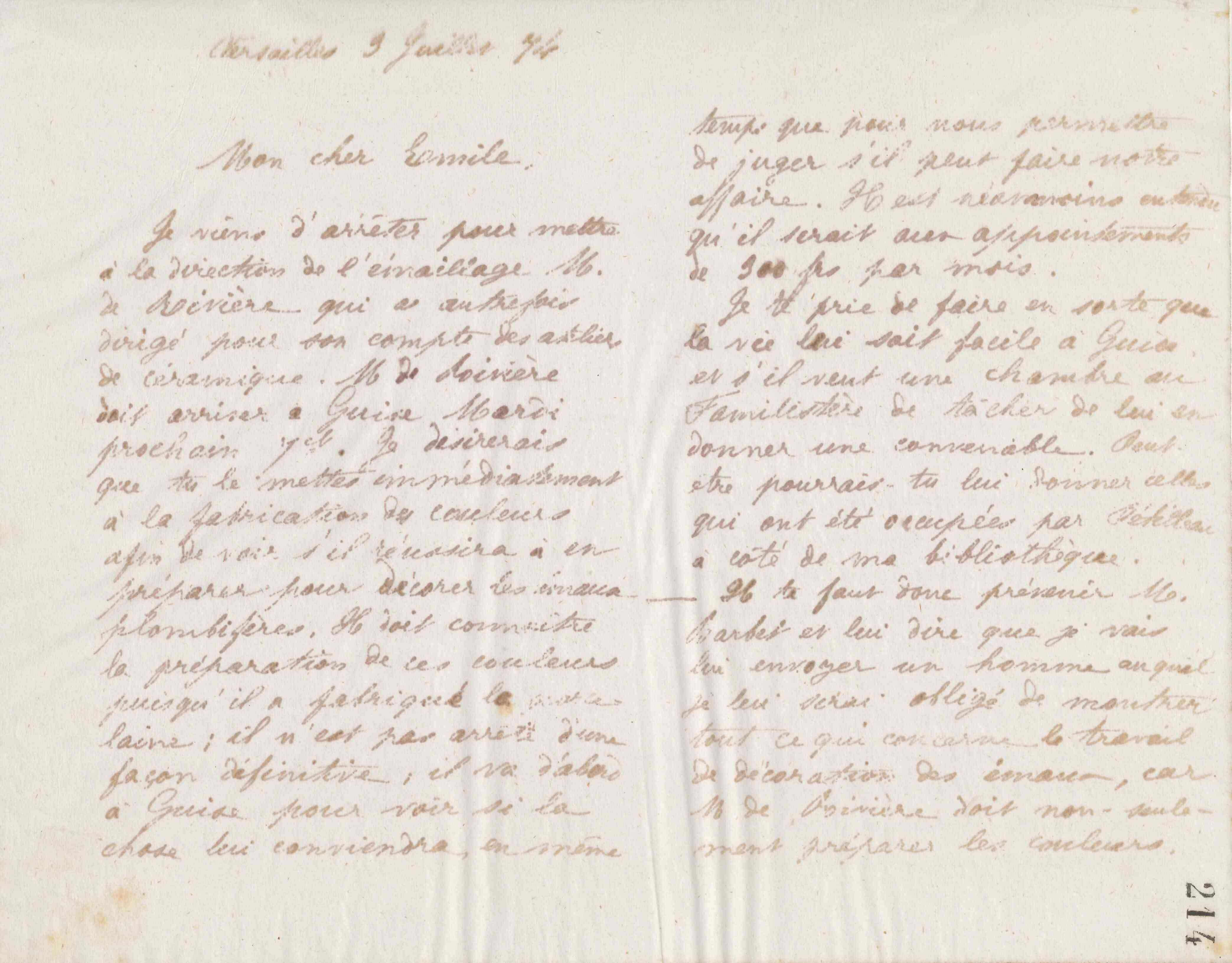 Jean-Baptiste André Godin à Émile Godin, 3 juillet 1874 Jean-Baptiste André Godin à Émile Godin, 3 juillet 1874