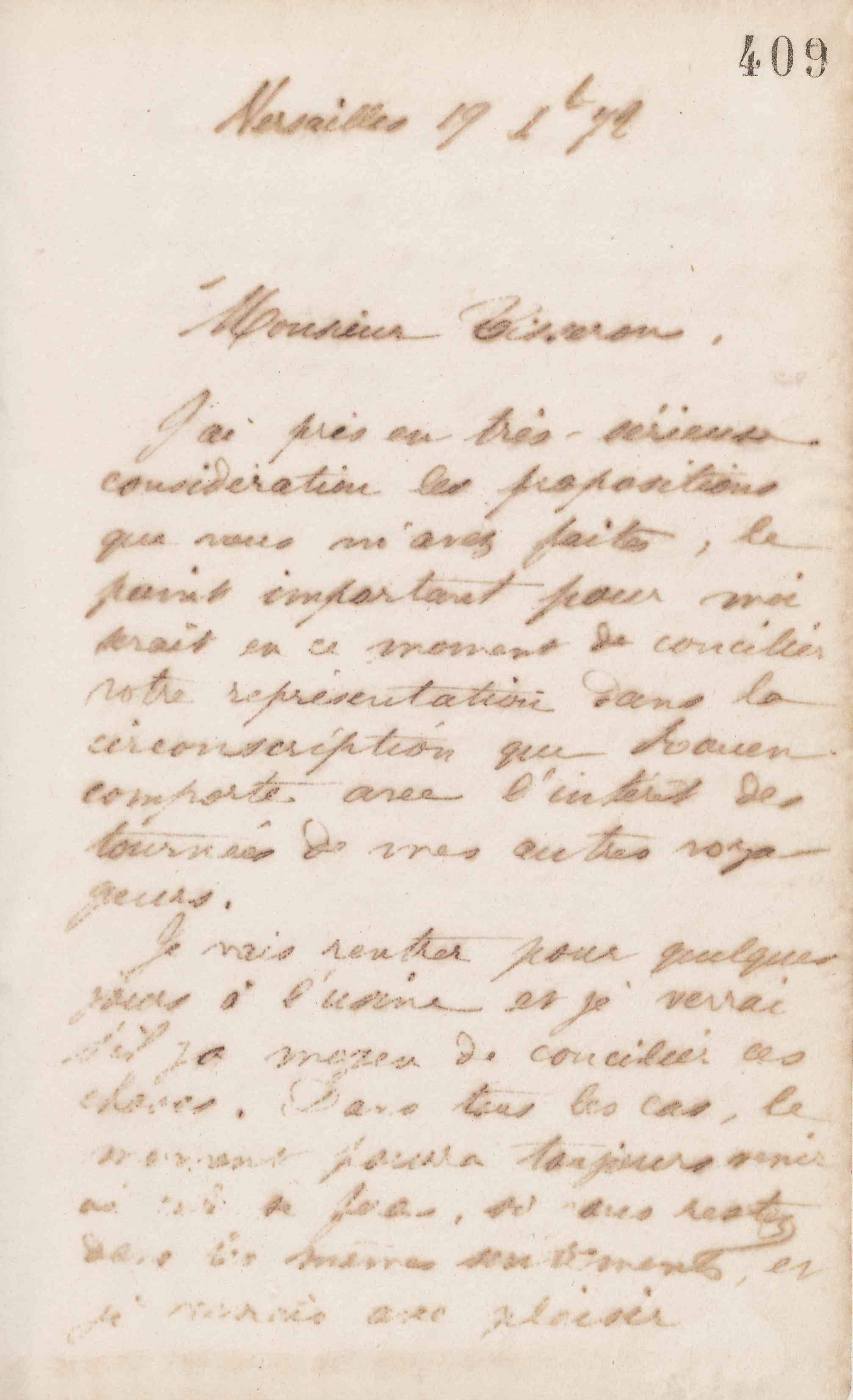 Jean-Baptiste André Godin à monsieur Tisseron, 19 décembre 1872