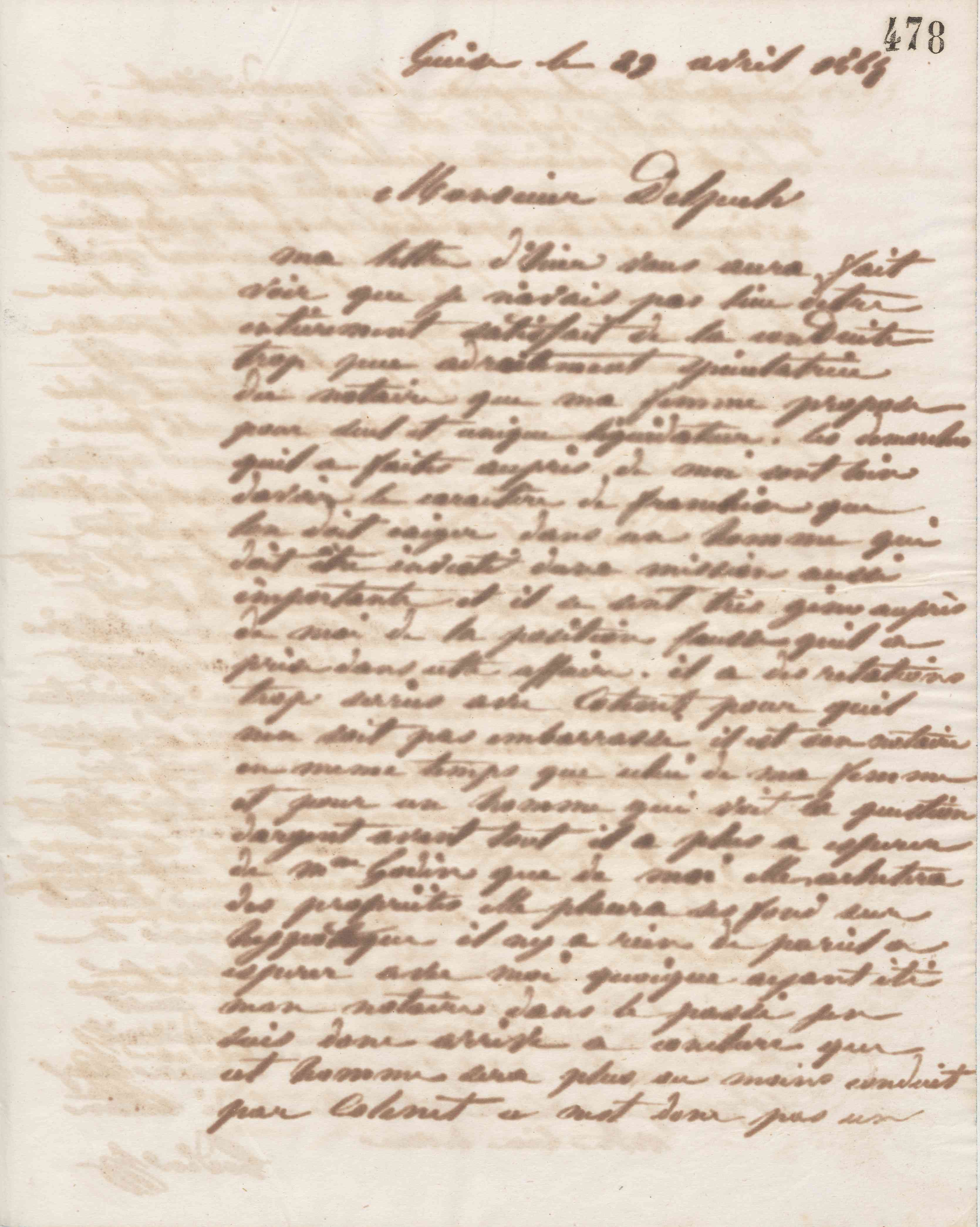 Jean-Baptiste André Godin à Alphonse Delpech, 29 avril 1865