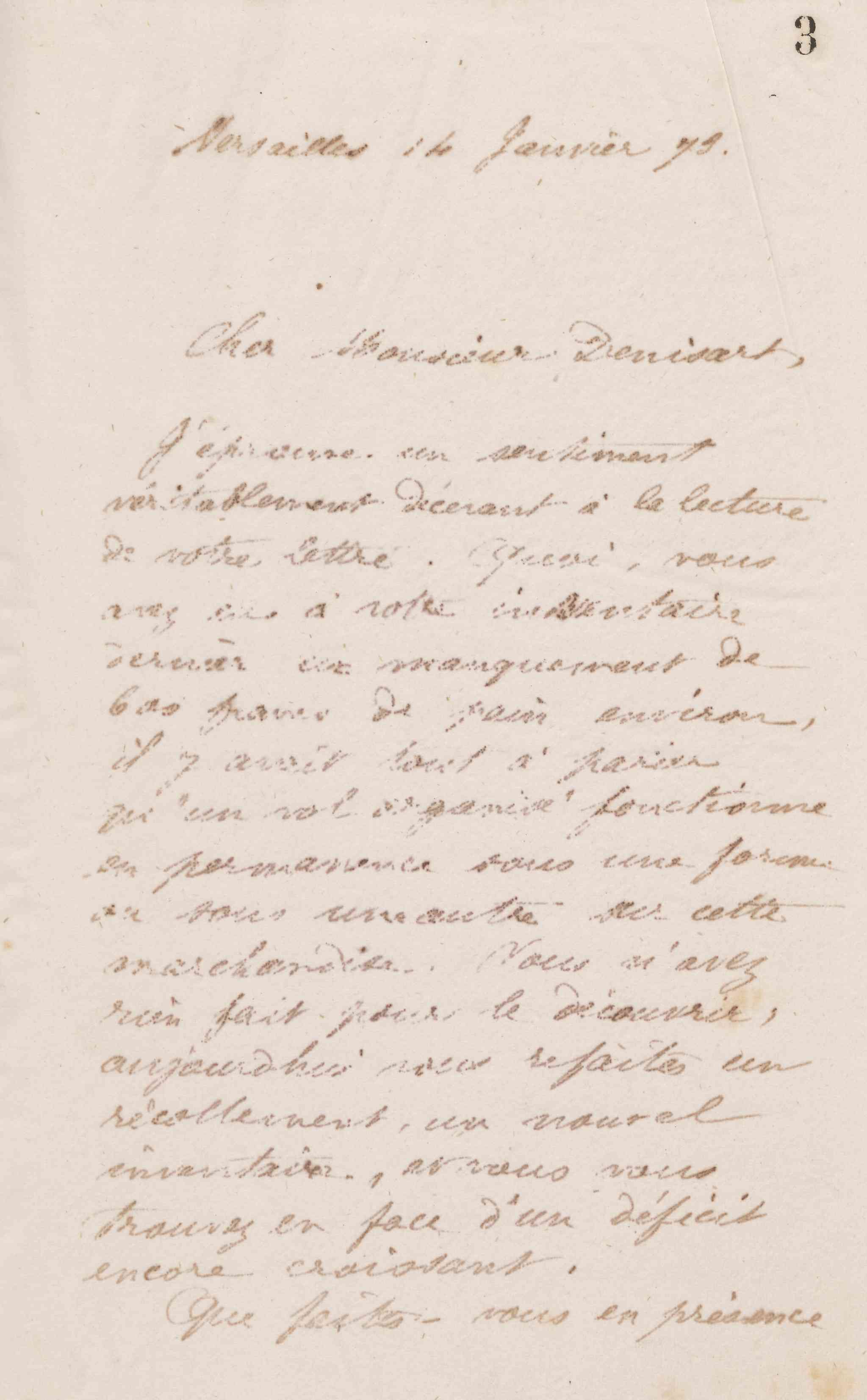 Jean-Baptiste André Godin à Alfred Denisart, 14 janvier 1873