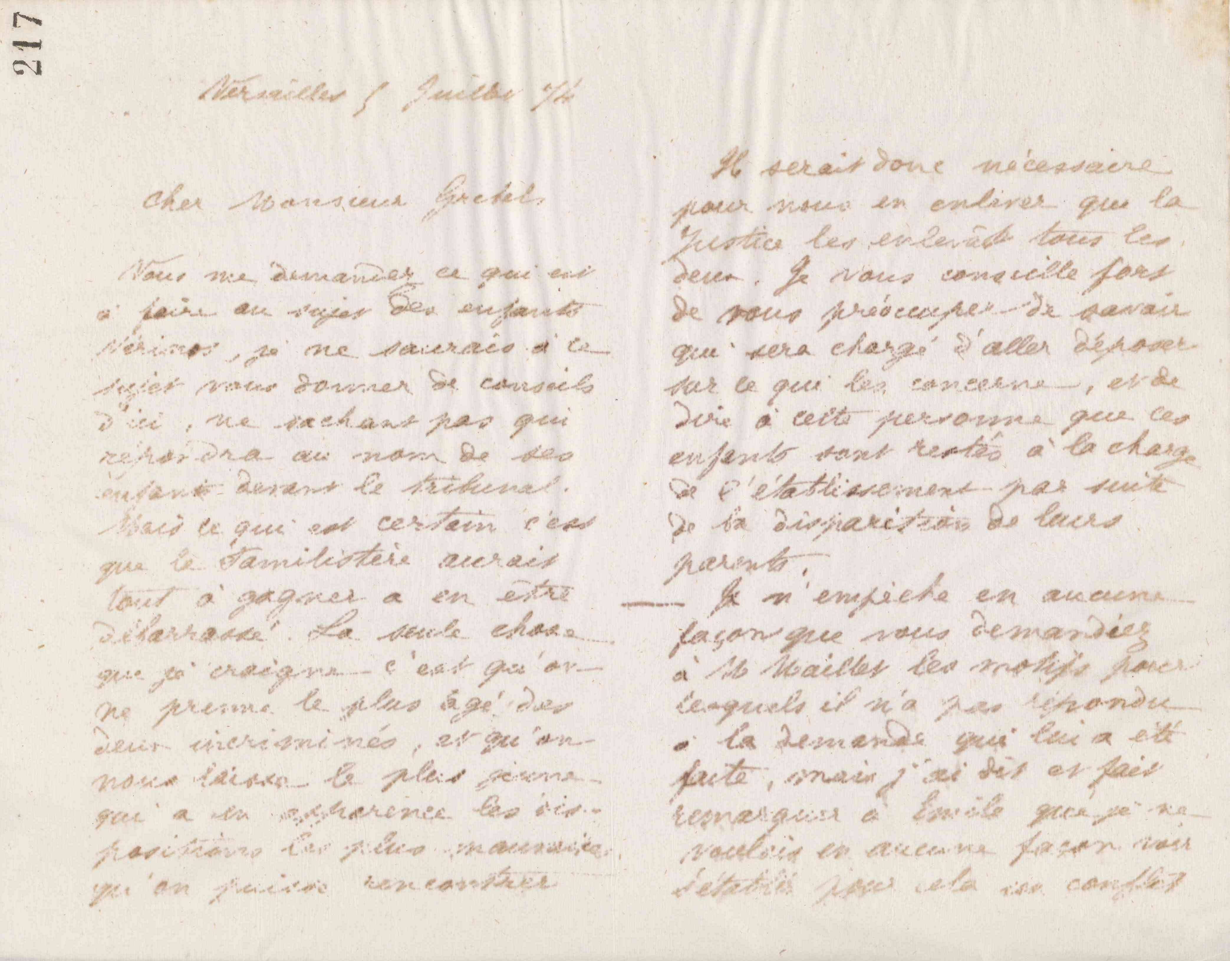 Jean-Baptiste André Godin à Alphonse Grebel, 5 juillet 1874