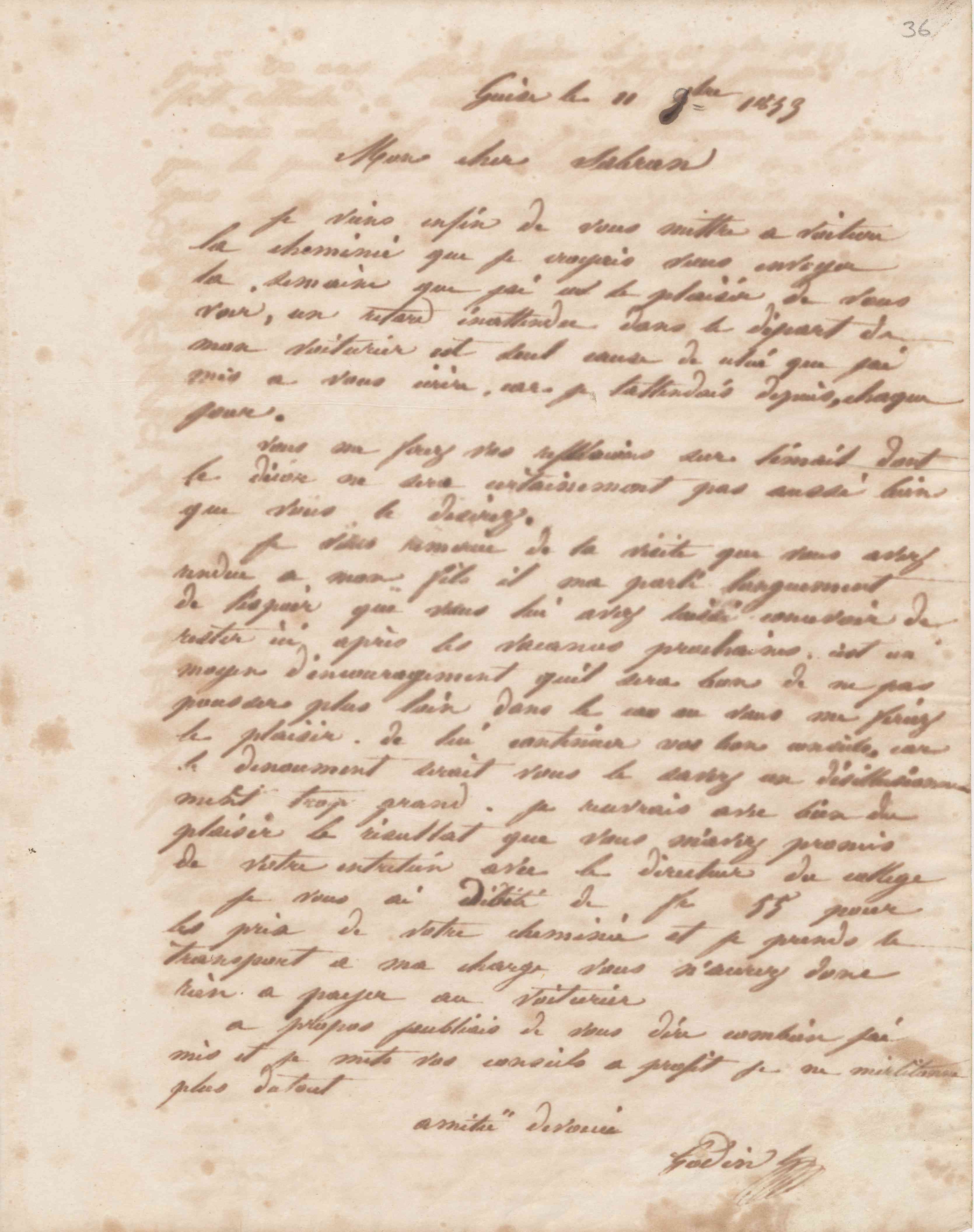 Jean-Baptiste André Godin à Véran Sabran, 11 novembre 1853