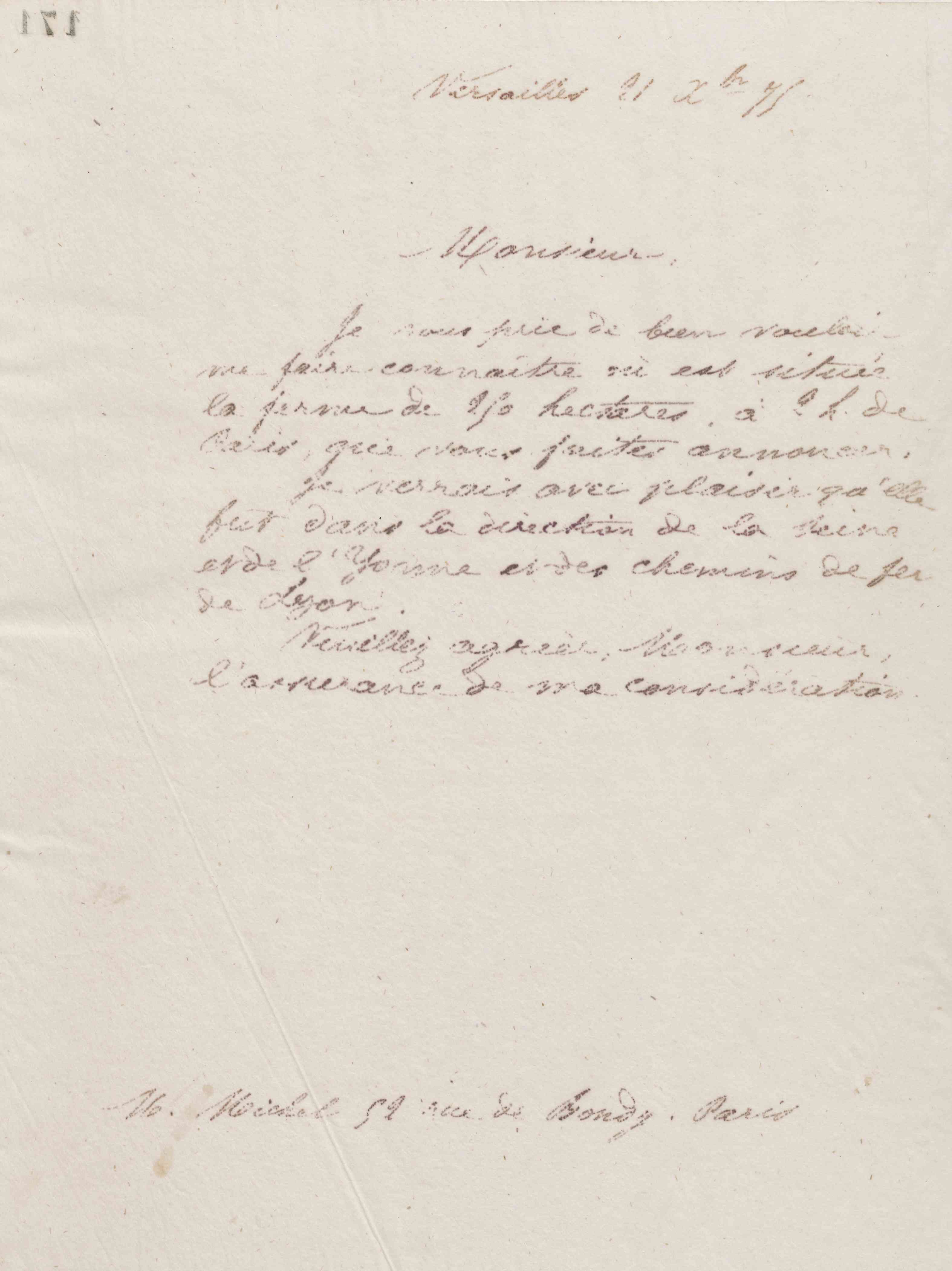 Jean-Baptiste André Godin à monsieur Michel, 21 décembre 1875