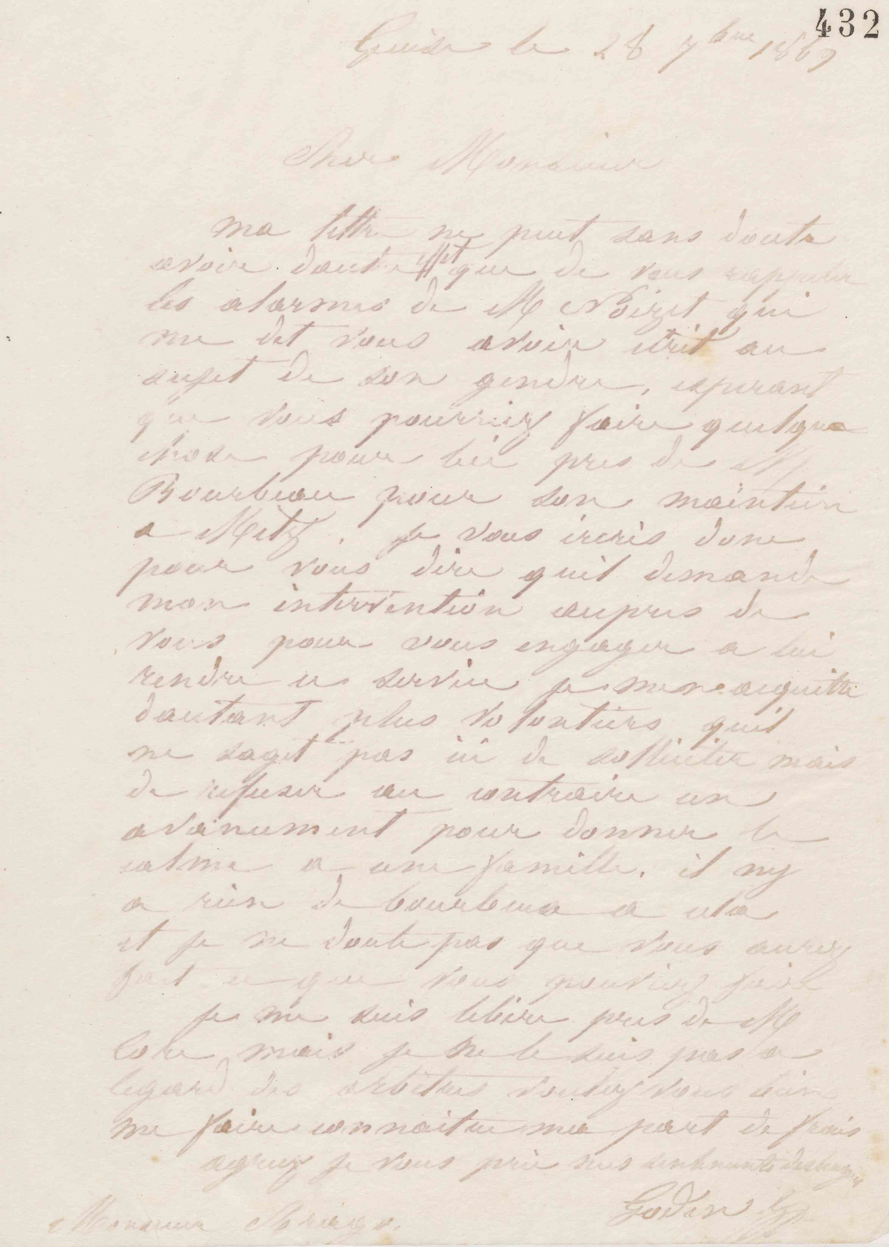Jean-Baptiste André Godin à Emmanuel Arago, 28 septembre 1869
