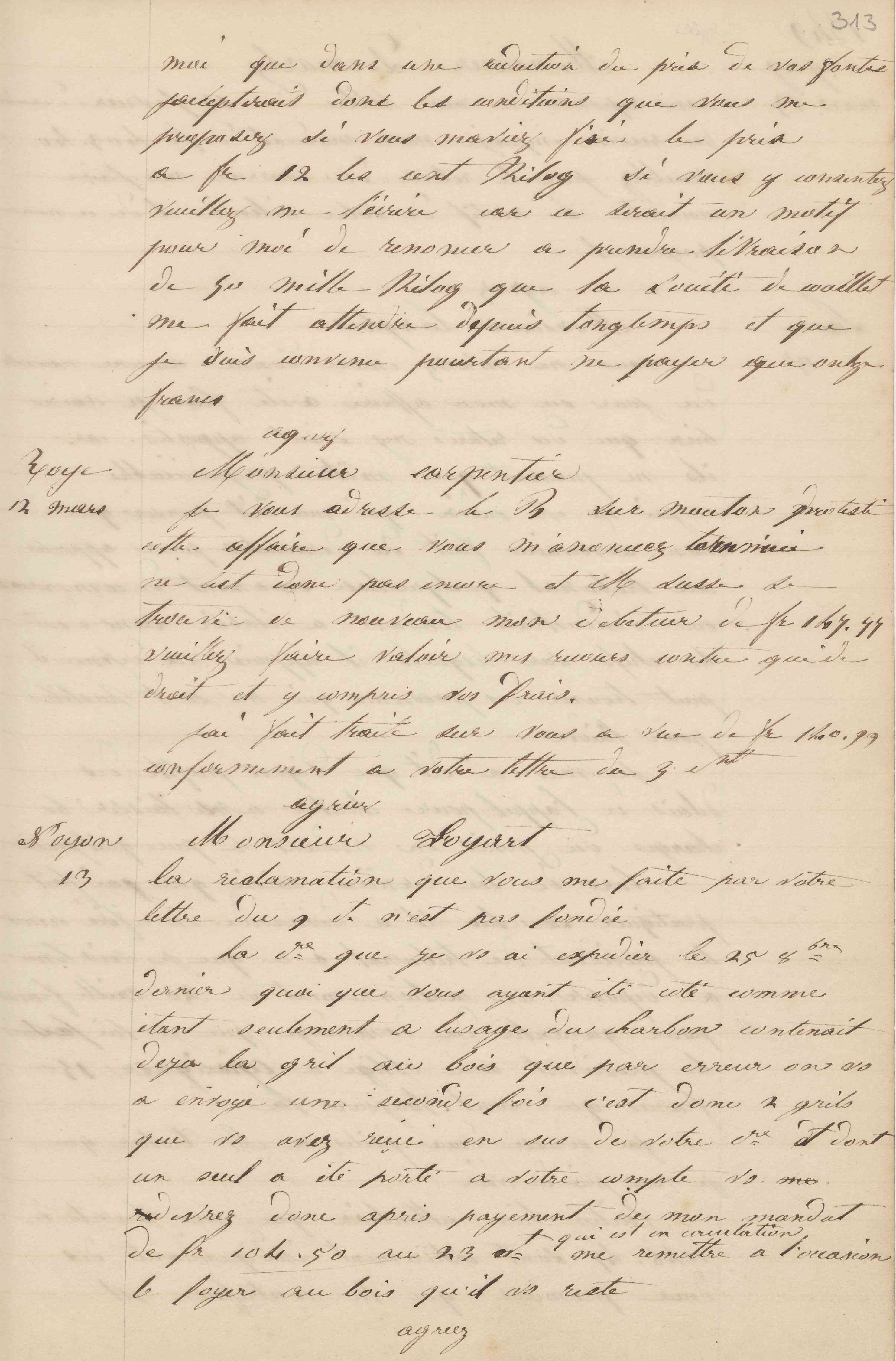 Jean-Baptiste André Godin à monsieur le directeur des fourneaux de Hourpes-sur-Sambre 10 mars 1849 Jean-Baptiste André Godin à monsieur le directeur des fourneaux de Hourpes-sur-Sambre 10 mars 1849