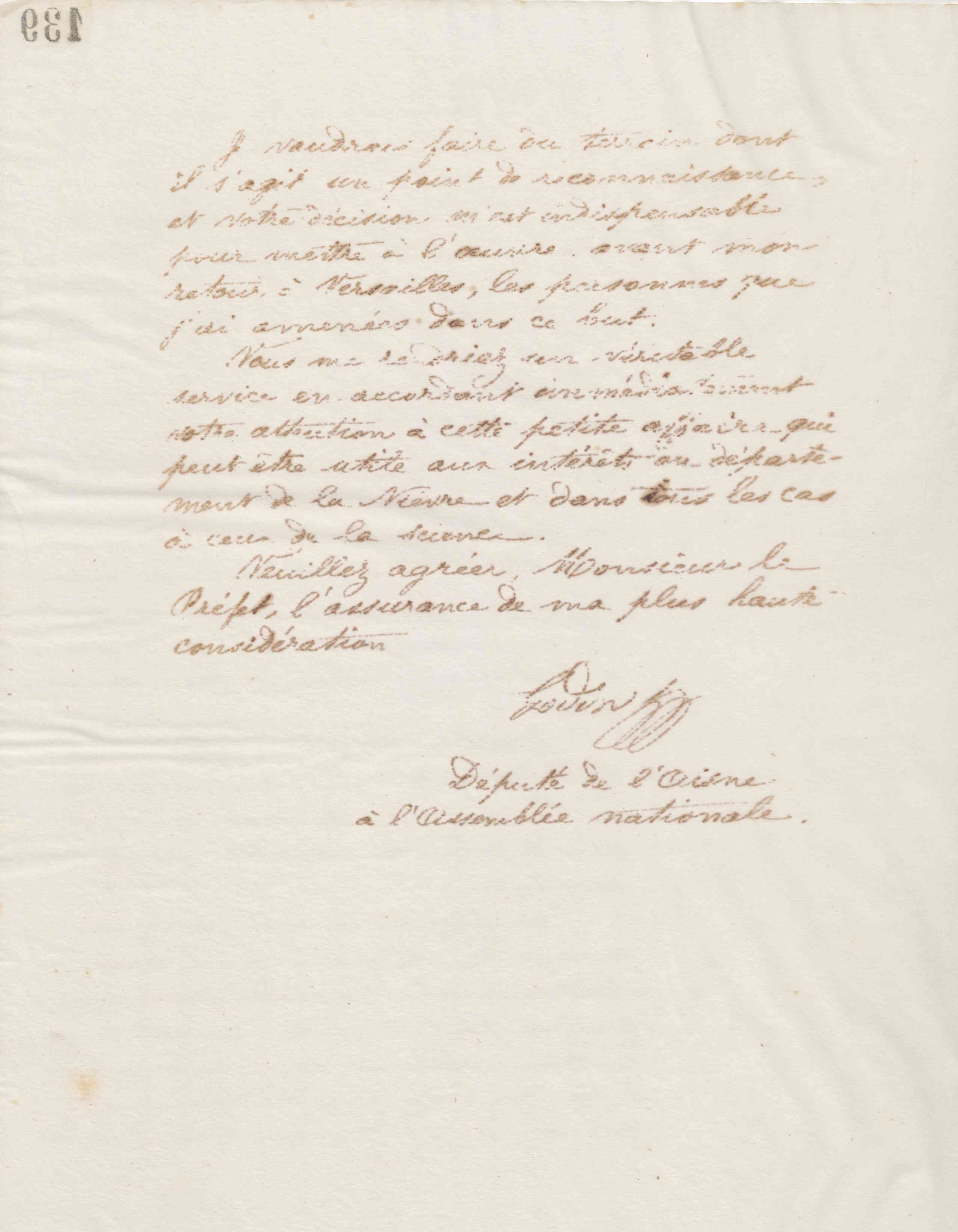 Jean-Baptiste André Godin au préfet de la Nièvre, 26 avril 1875