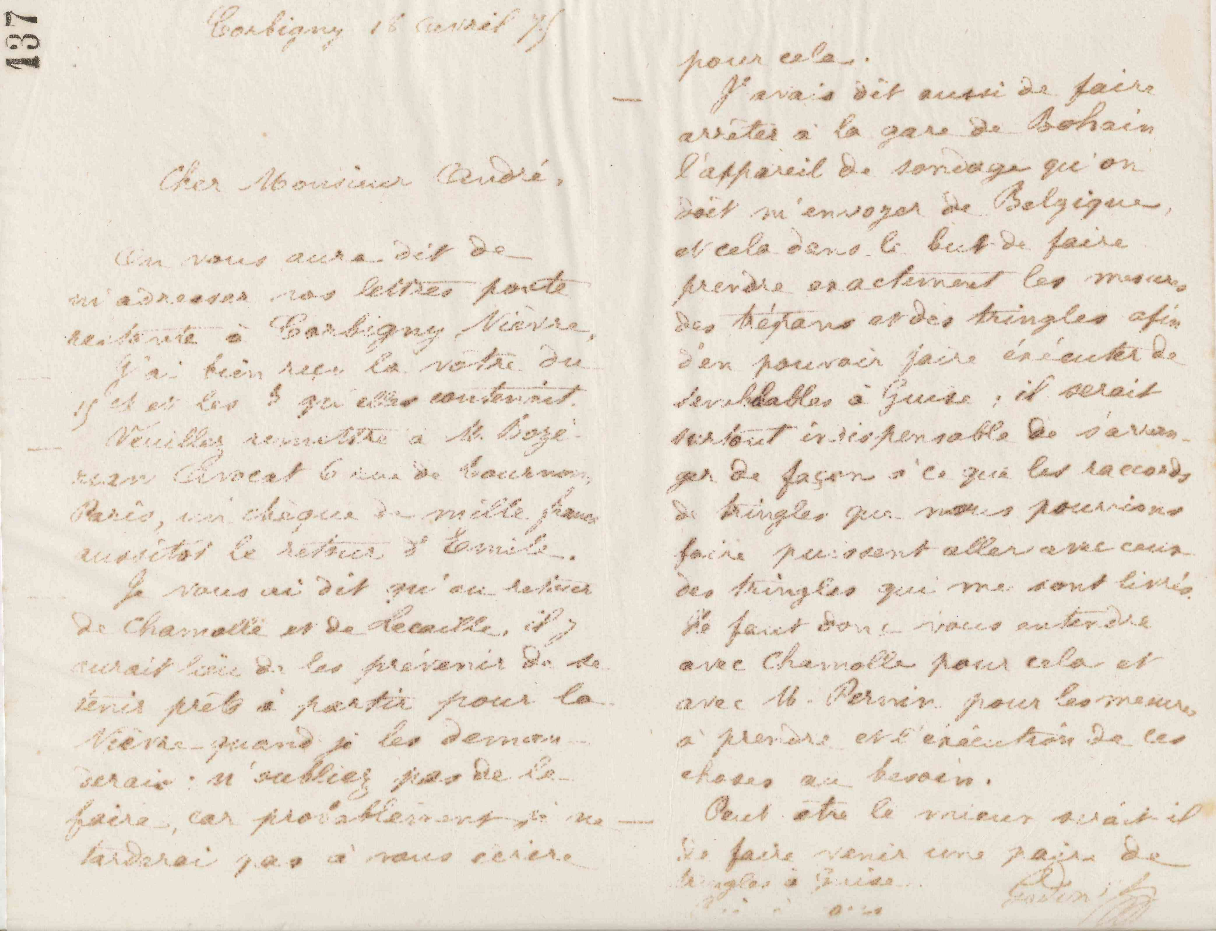 Jean-Baptiste André Godin à Eugène André, 18 avril 1875