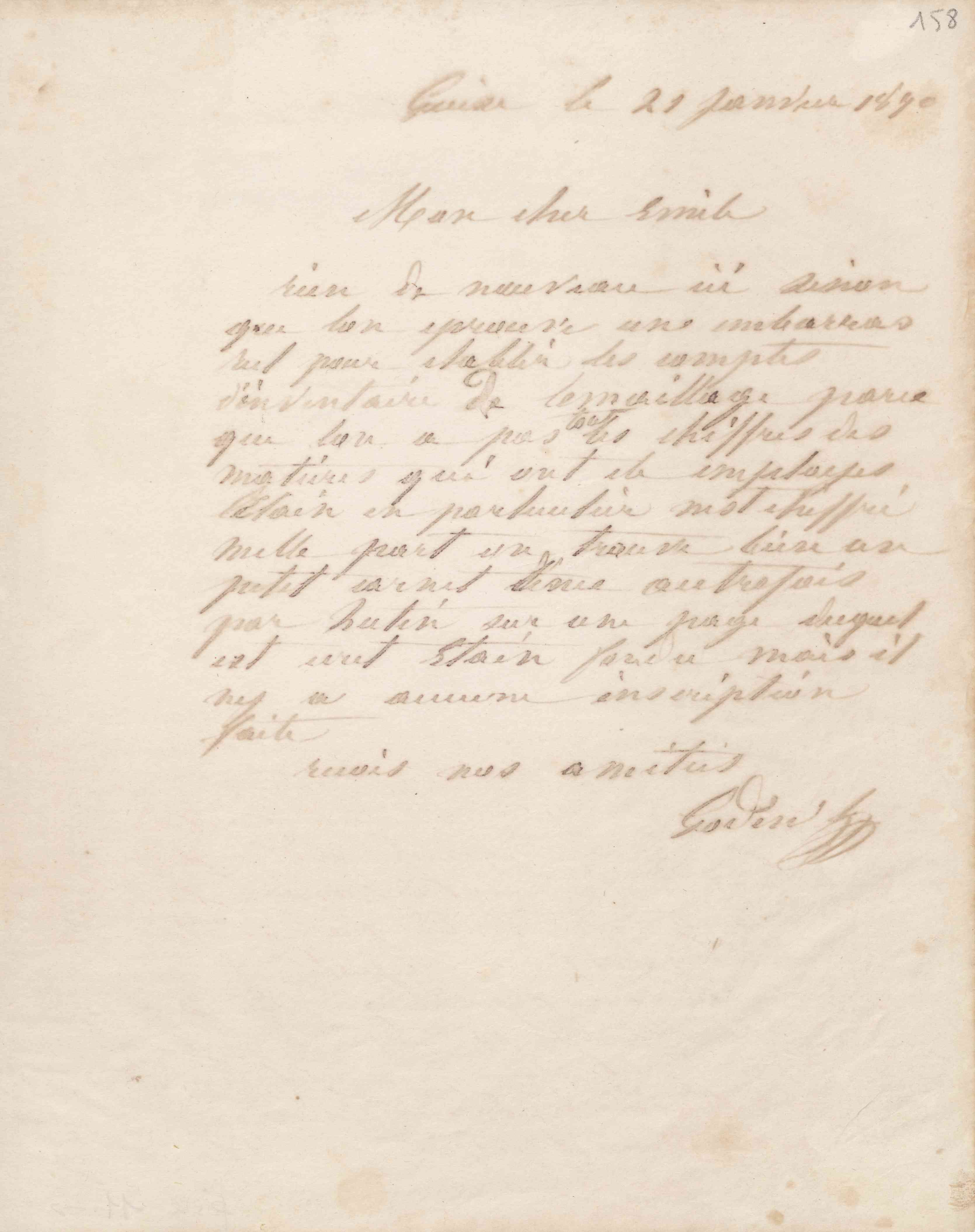 Jean-Baptiste André Godin à Émile Godin, 21 janvier 1870