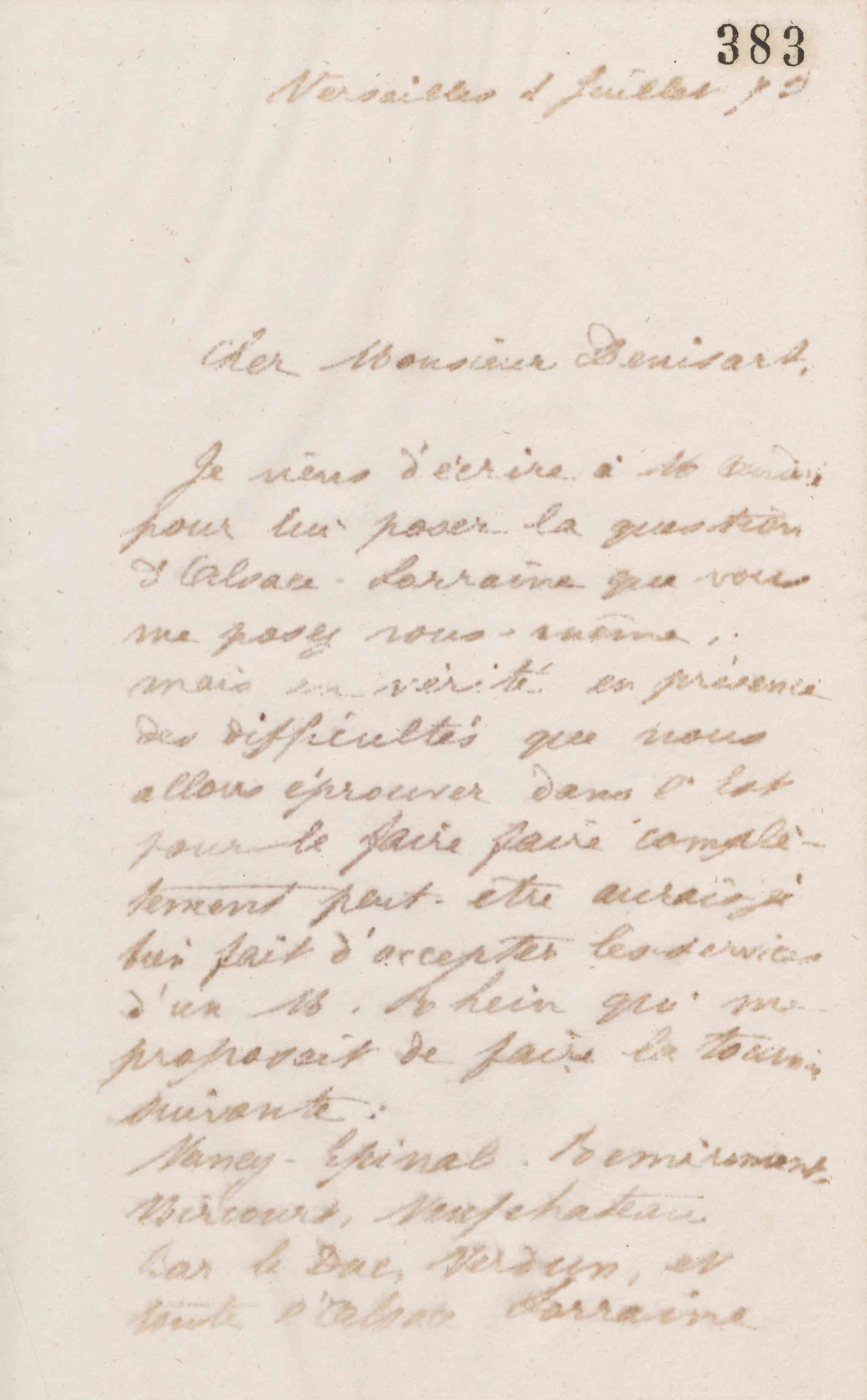 Jean-Baptiste André Godin à Alfred Denisart, 4 juillet 1873