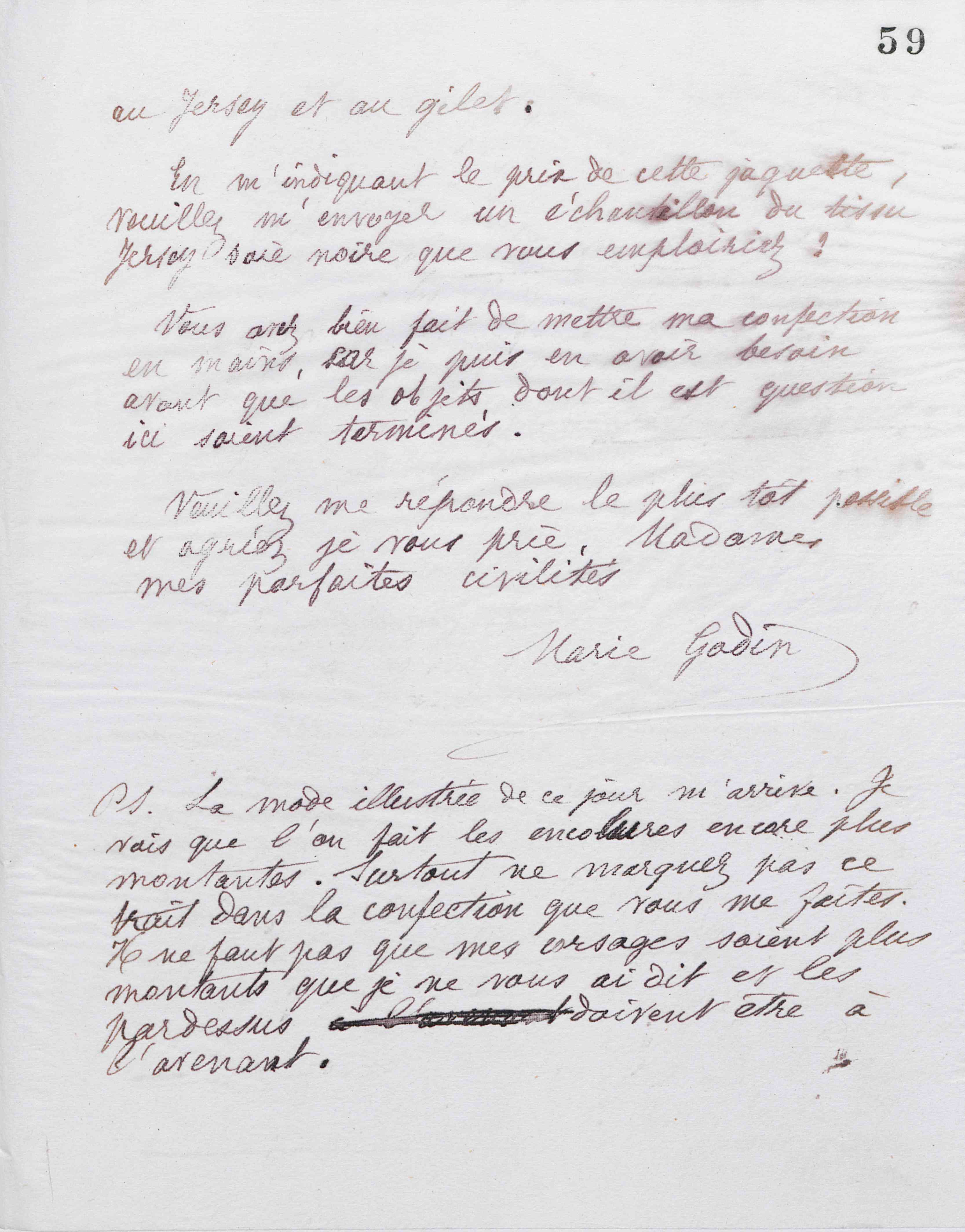 Marie Moret à madame Coussinet, 8 avril 1887 Marie Moret à madame Coussinet, 8 avril 1887