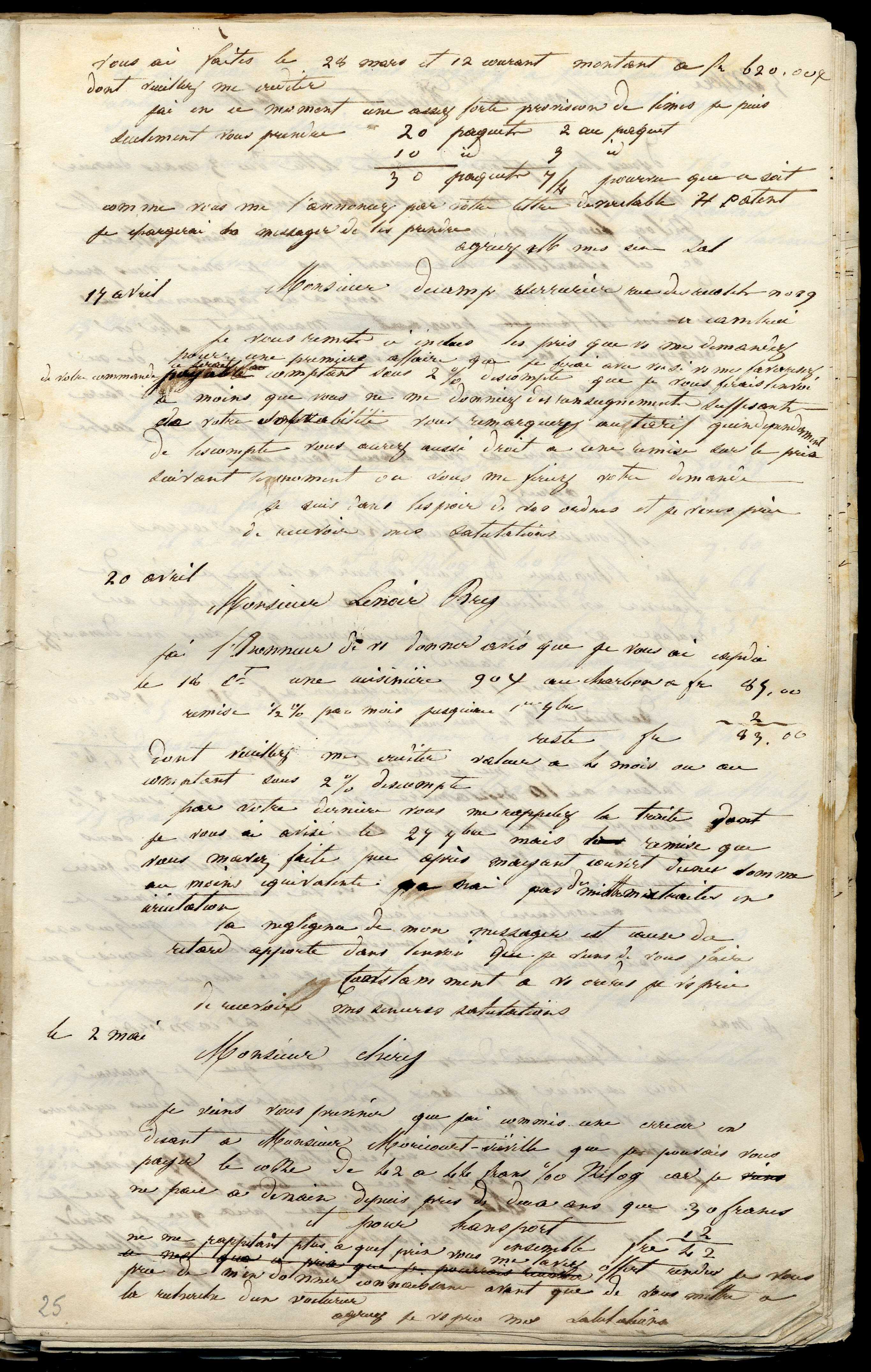 Jean-Baptiste André Godin à monsieur Chiry, 2 mai [1845]