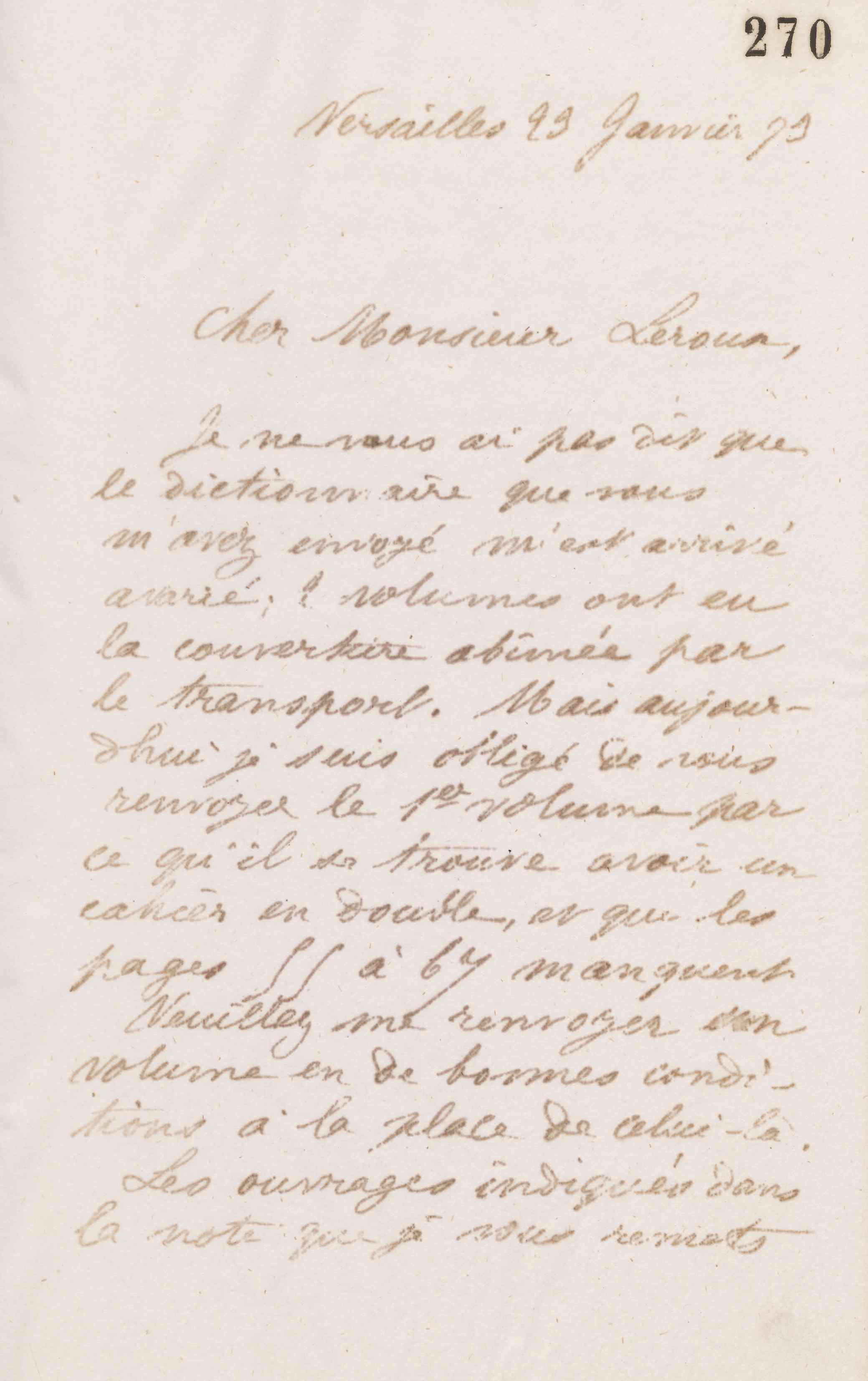 Jean-Baptiste André Godin à Ernest Leroux, 23 janvier 1874