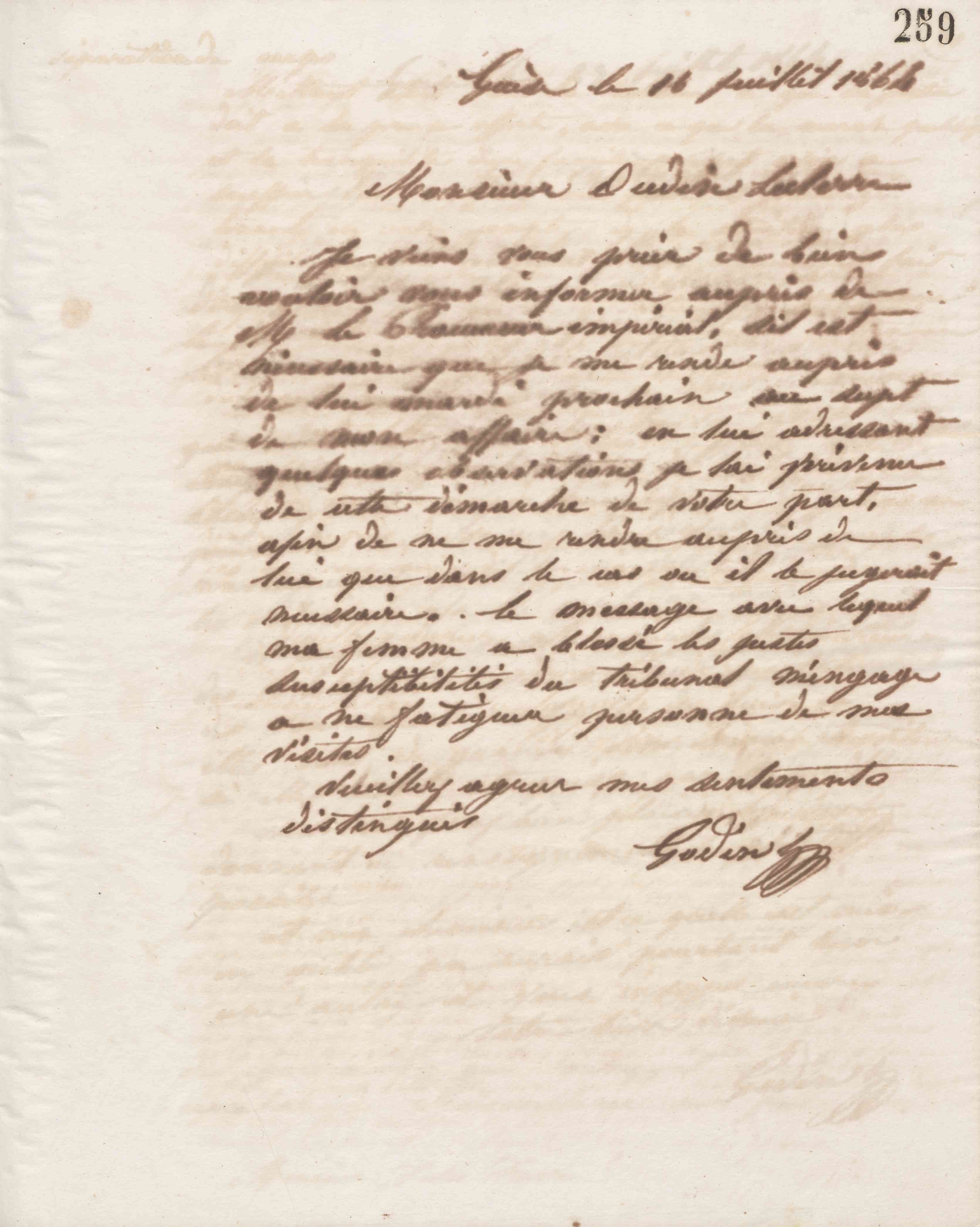 Jean-Baptiste André Godin à Louis Oudin-Leclère, 16 juillet 1864 Jean-Baptiste André Godin à Louis Oudin-Leclère, 16 juillet 1864