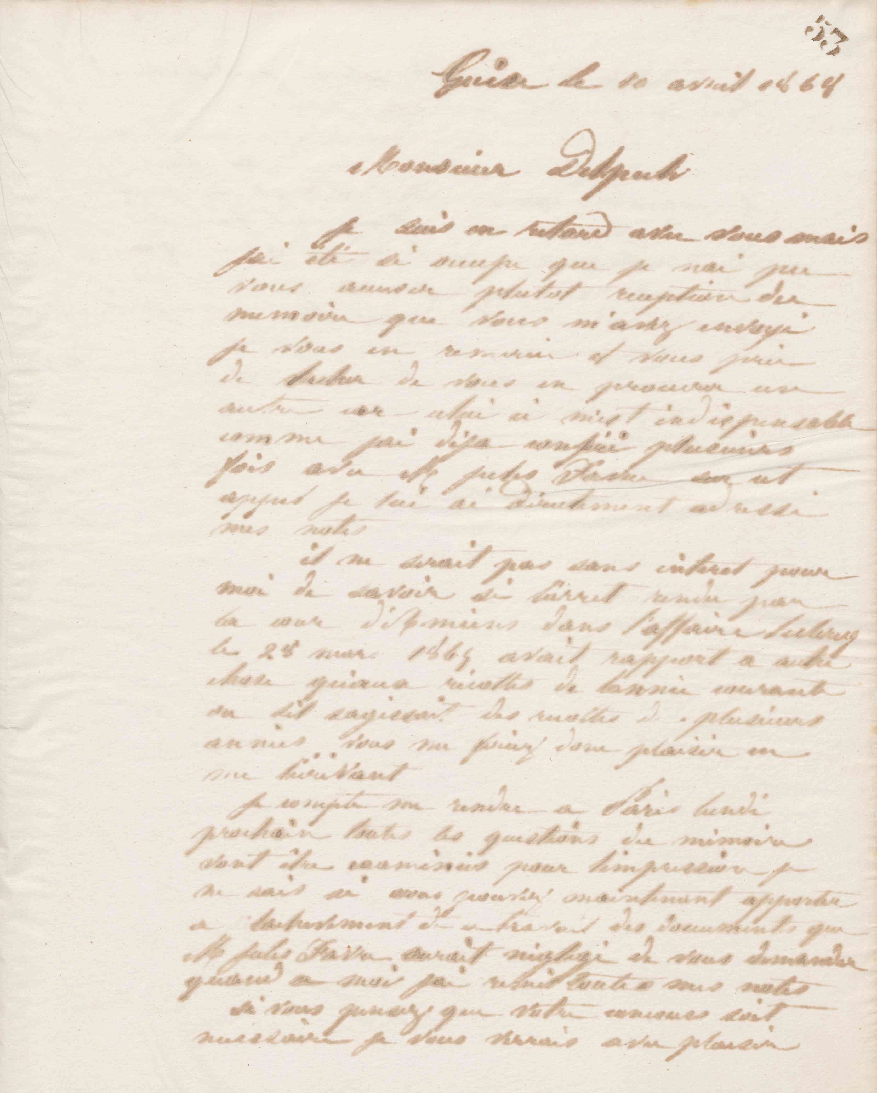 Jean-Baptiste André Godin à Alphonse Delpech, 10 avril 1868