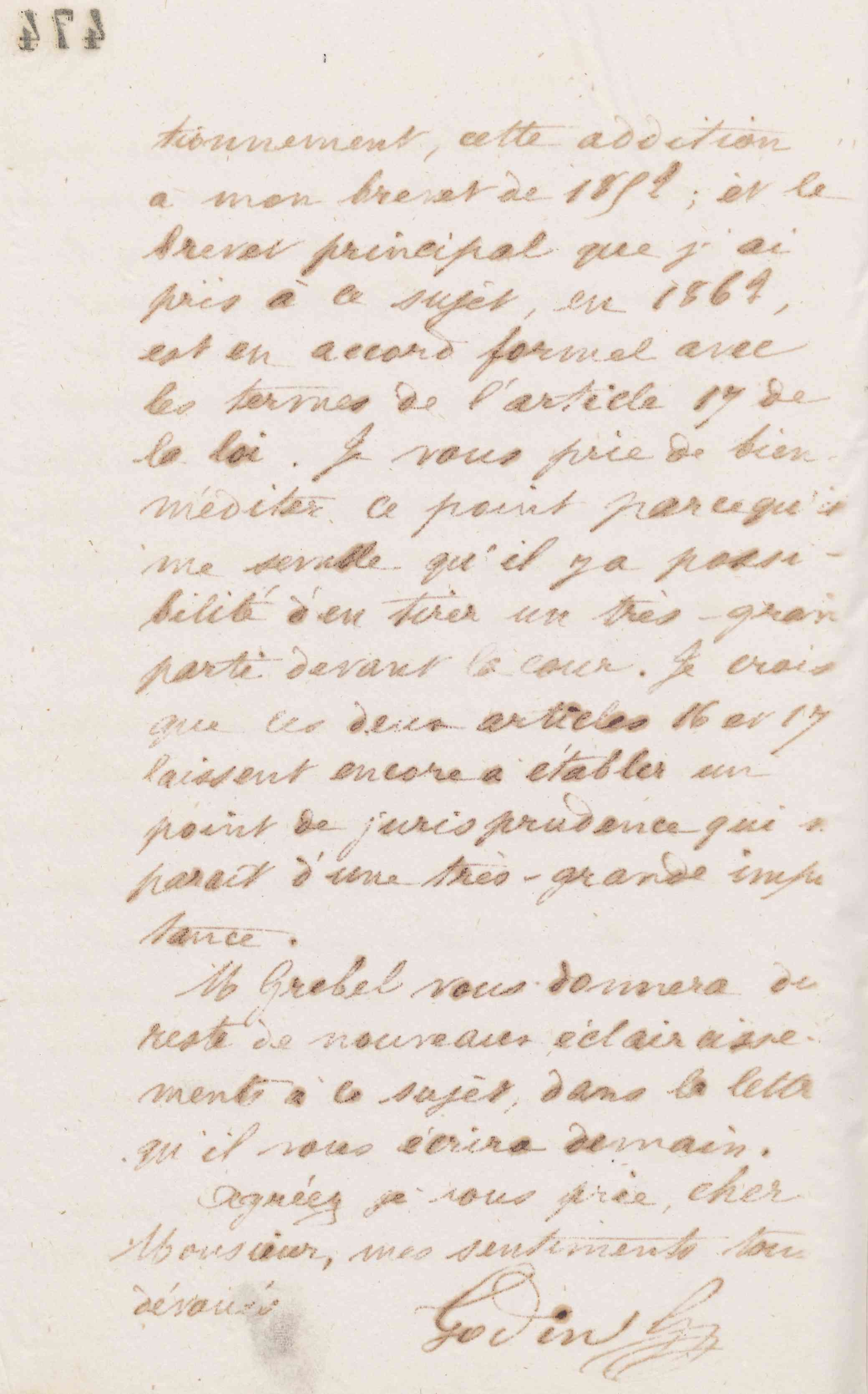 Jean-Baptiste André Godin à Guillaume Ernest Cresson, 13 avril 1874