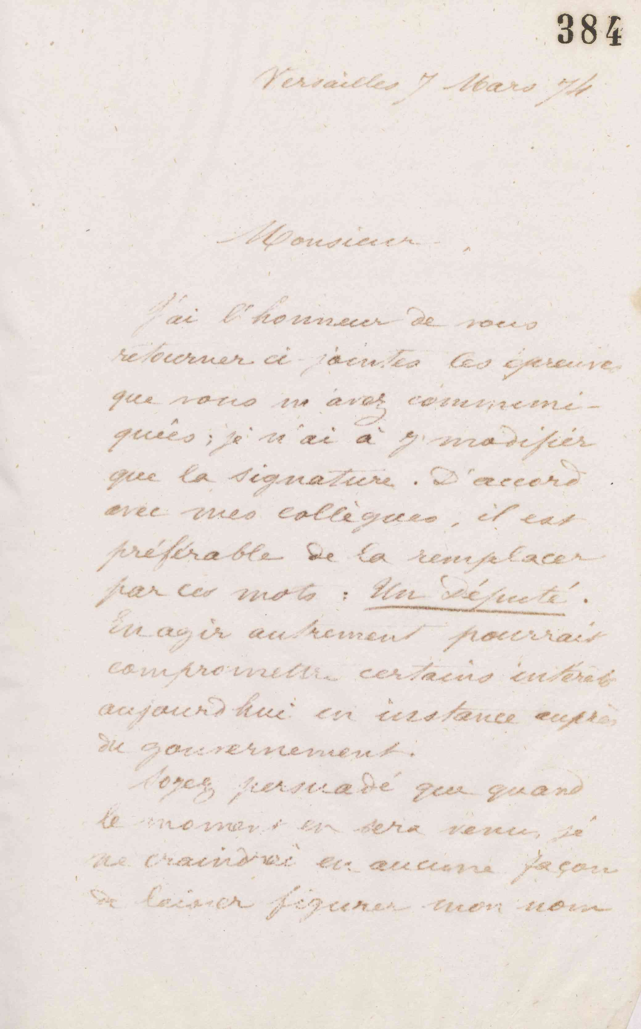 Jean-Baptiste André Godin au journal L'Opinion nationale, 7 mars 1874