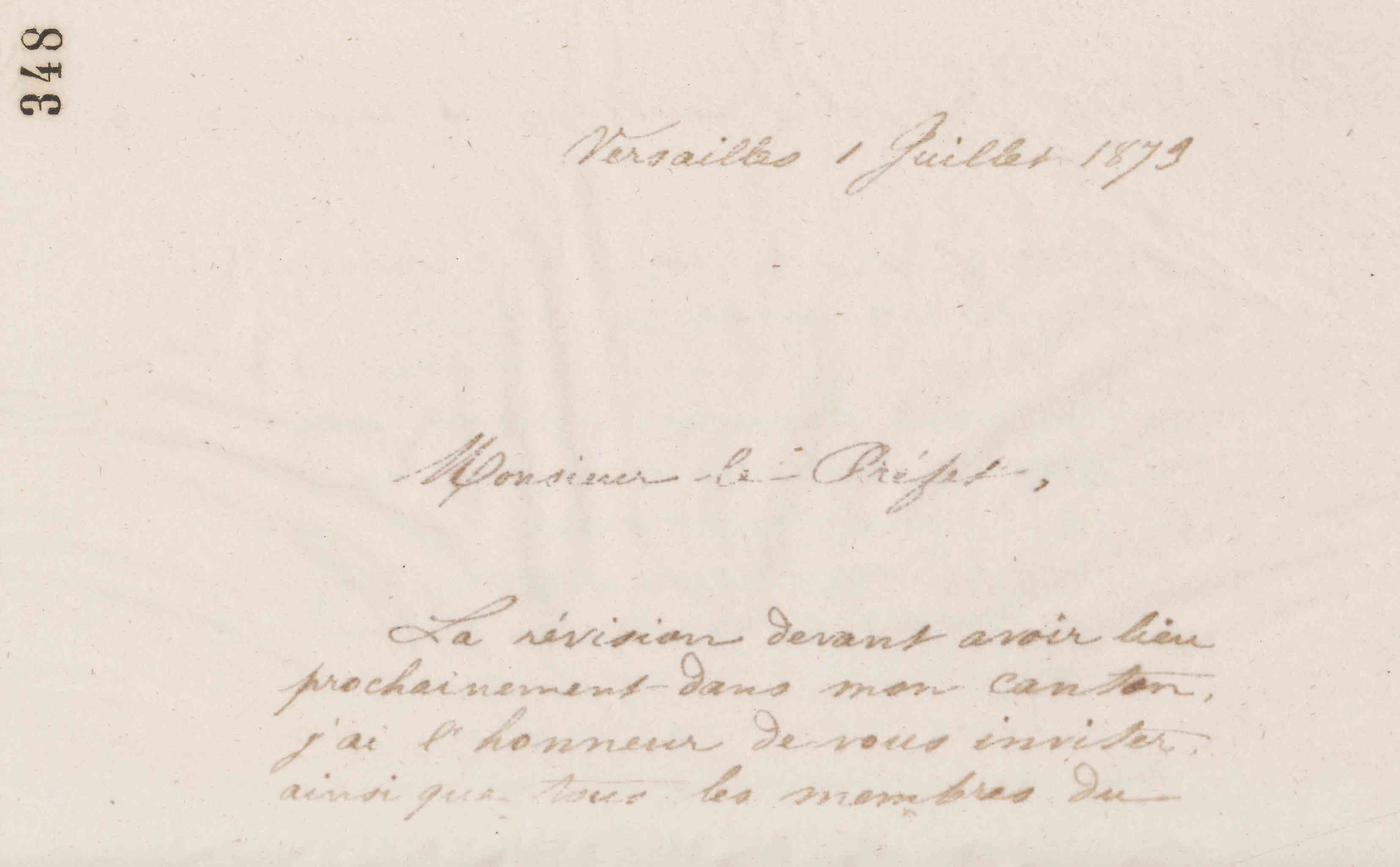 Jean-Baptiste André Godin au préfet de l'Aisne, 1er juillet 1873