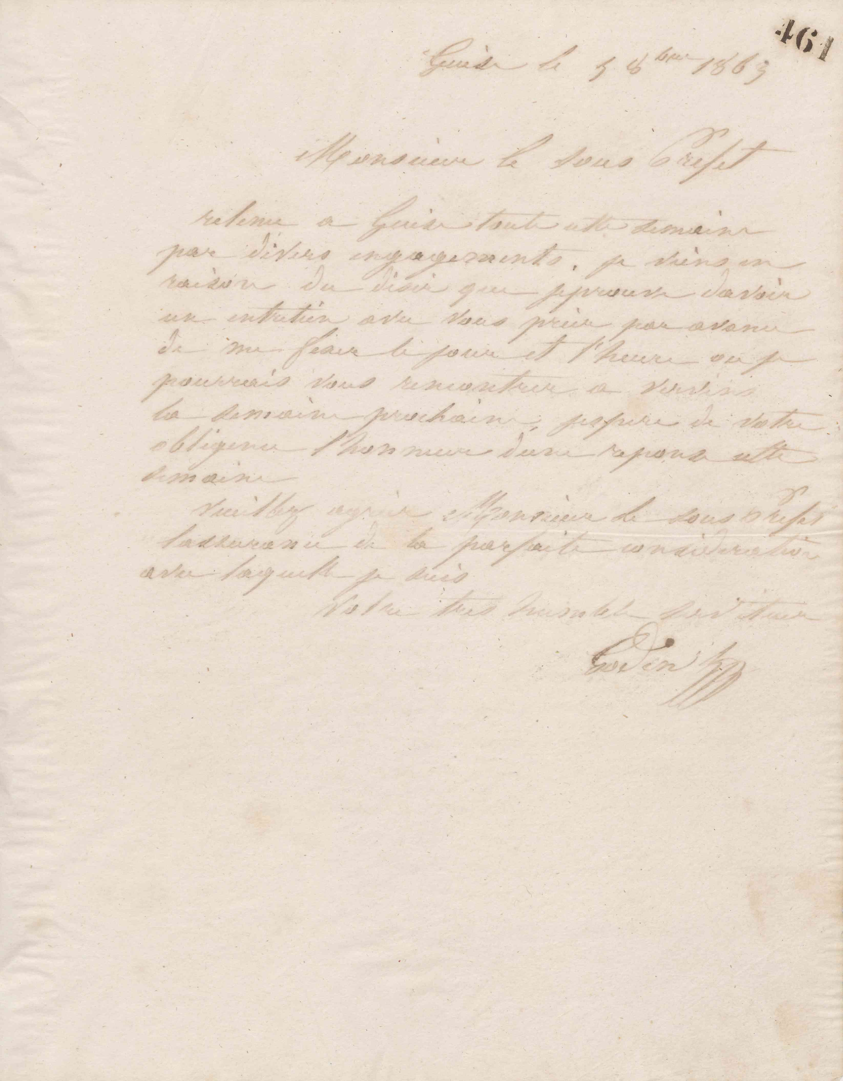 Jean-Baptiste André Godin à Henri Faton de Favernay, 5 octobre 1863 Jean-Baptiste André Godin à Henri Faton de Favernay, 5 octobre 1863