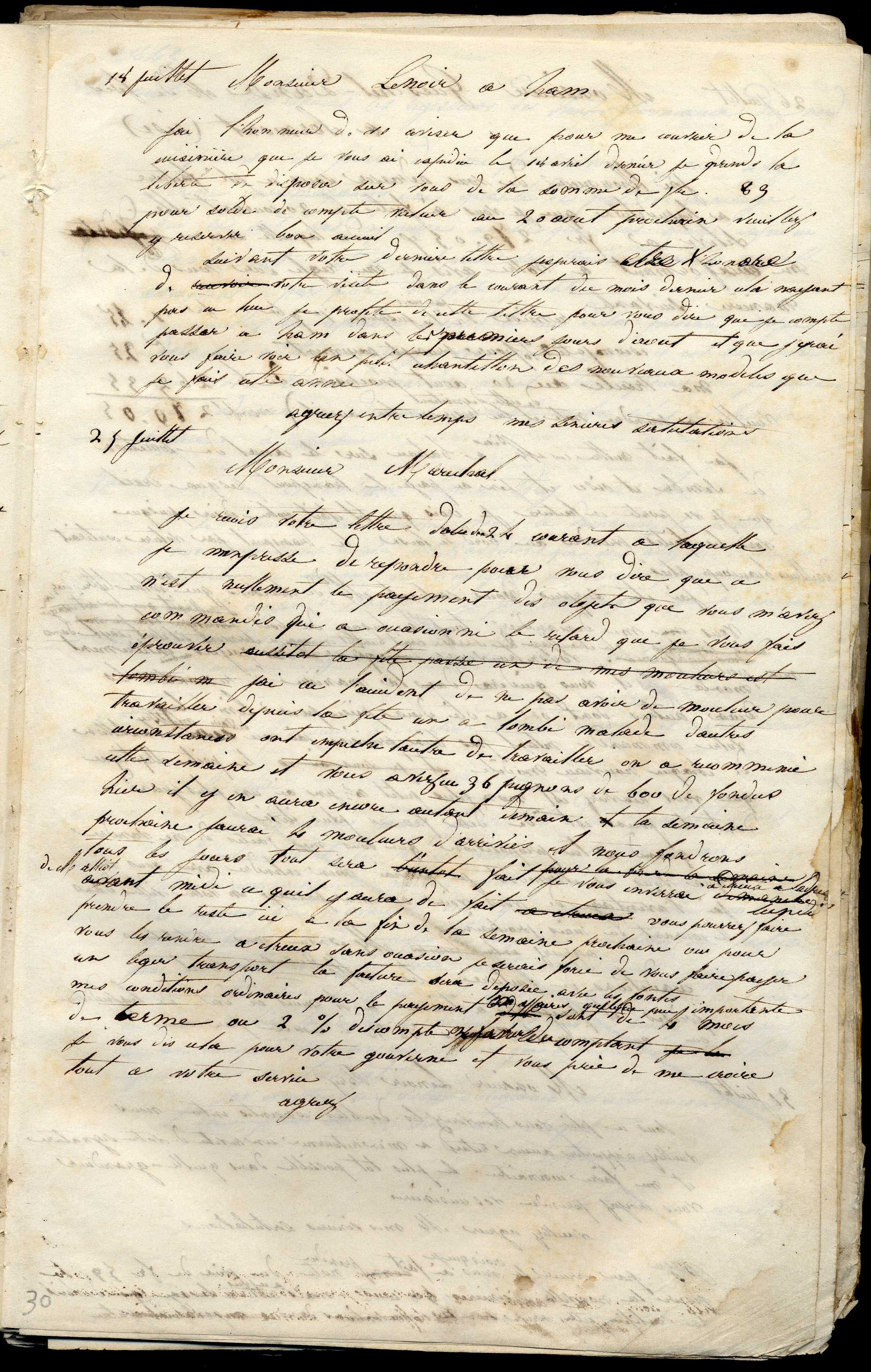 Jean-Baptiste André Godin à monsieur Maréchal, 25 juillet [1845]