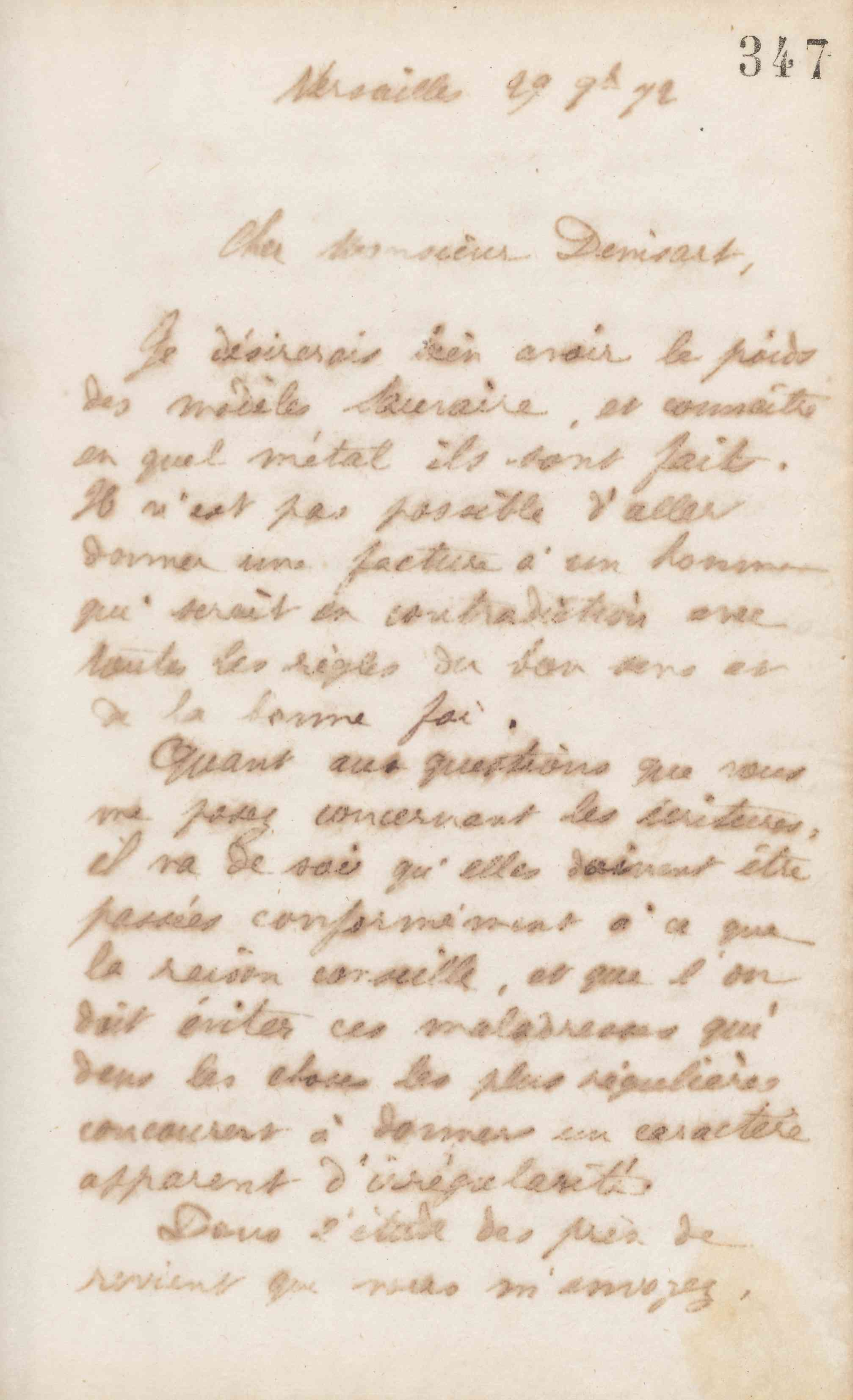 Jean-Baptiste André Godin à Alfred Denisart, 29 novembre 1872