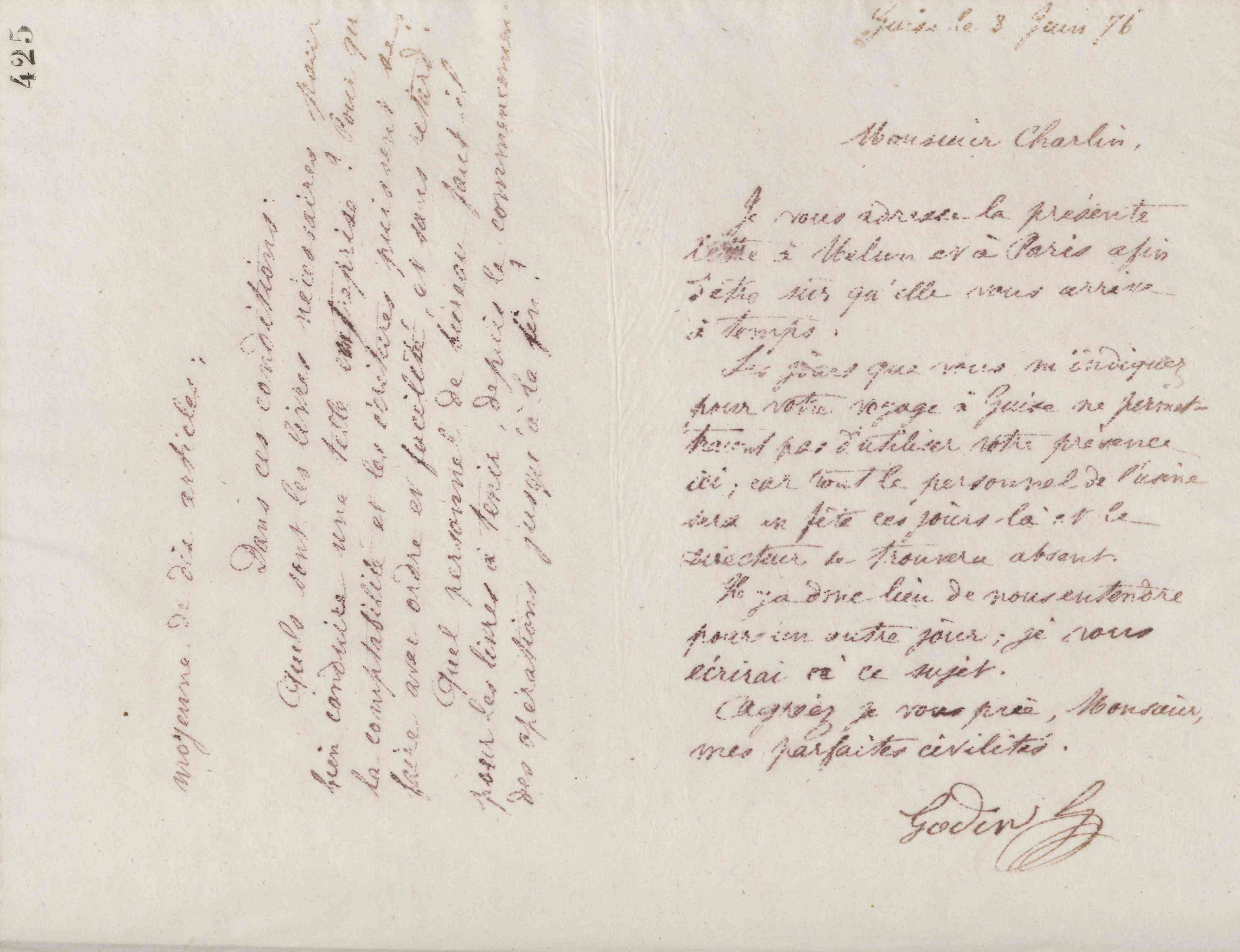 Jean-Baptiste André Godin à Eugène Brulot, 7 juin 1876 Jean-Baptiste André Godin à Eugène Brulot, 7 juin 1876