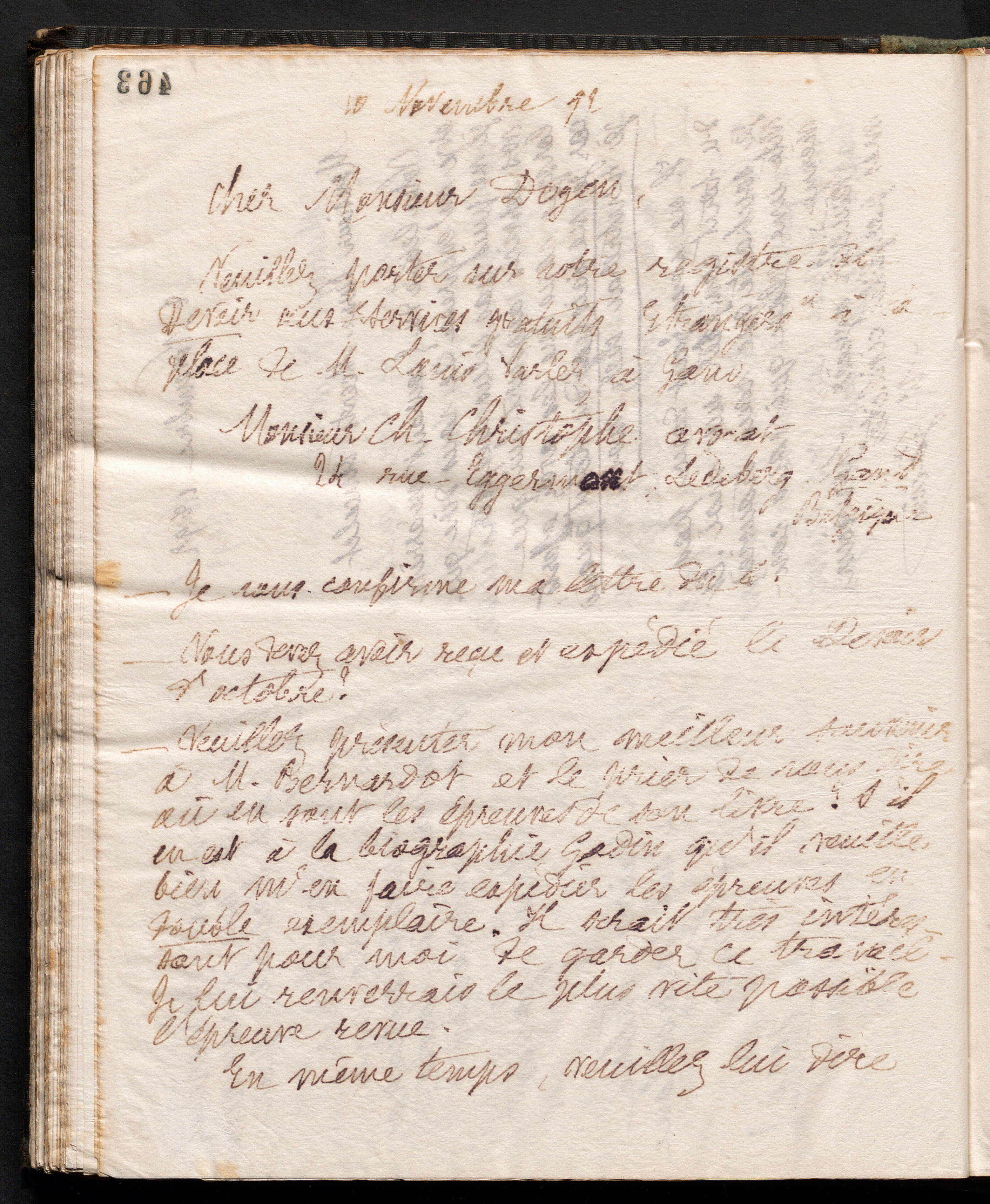 Marie Moret à Pierre-Alphonse Doyen, 10 novembre 1892