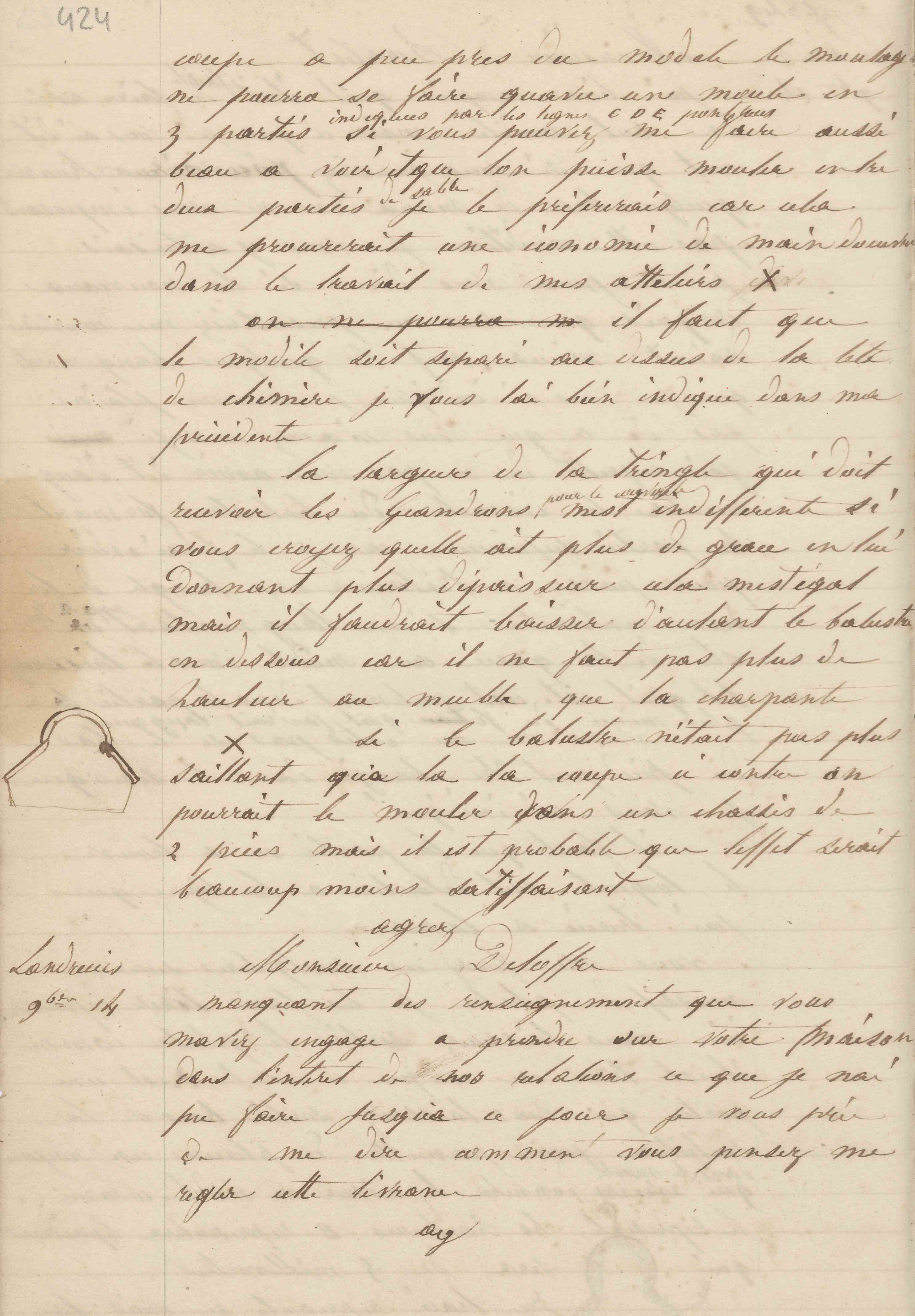 Jean-Baptiste André Godin à monsieur Deloffre, 14 novembre [1849]