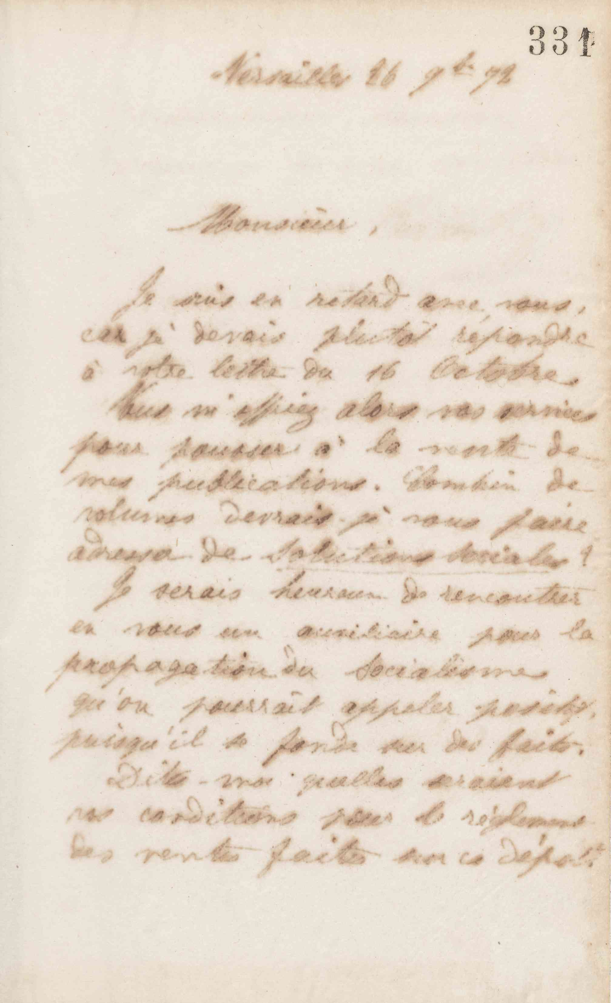 Jean-Baptiste André Godin à Ernest Leroux, 26 novembre 1872