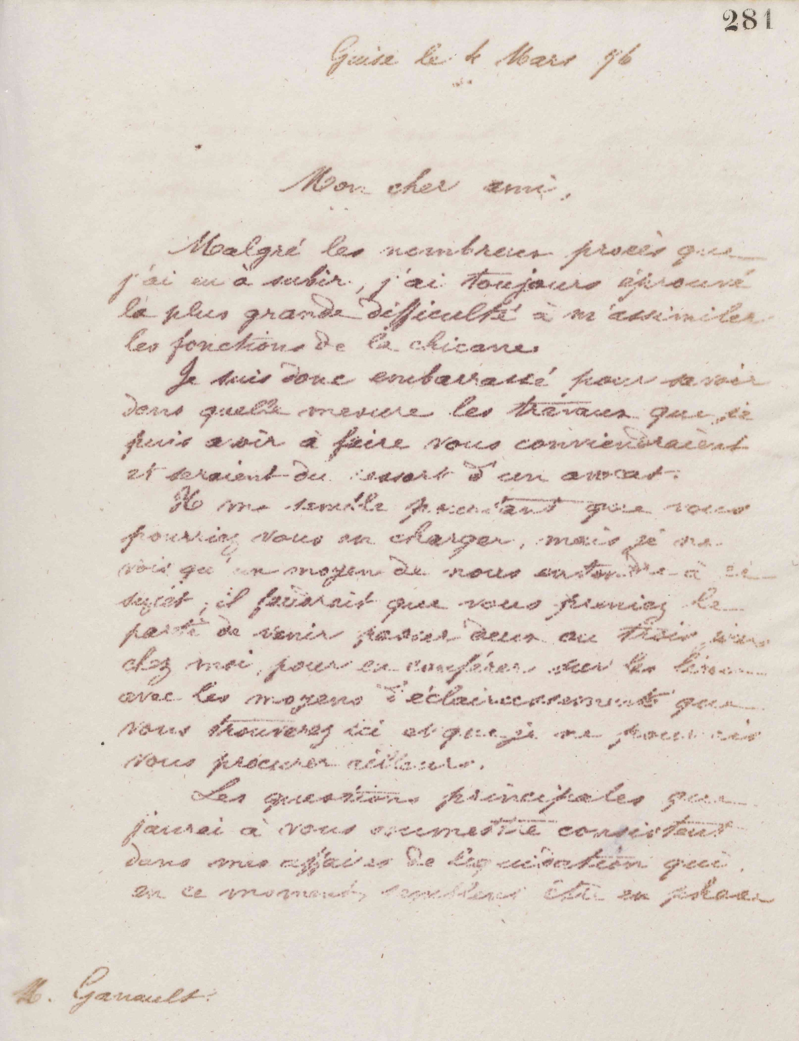 Jean-Baptiste André Godin à Gaston Ganault, 4 mars 1876 Jean-Baptiste André Godin à Gaston Ganault, 4 mars 1876