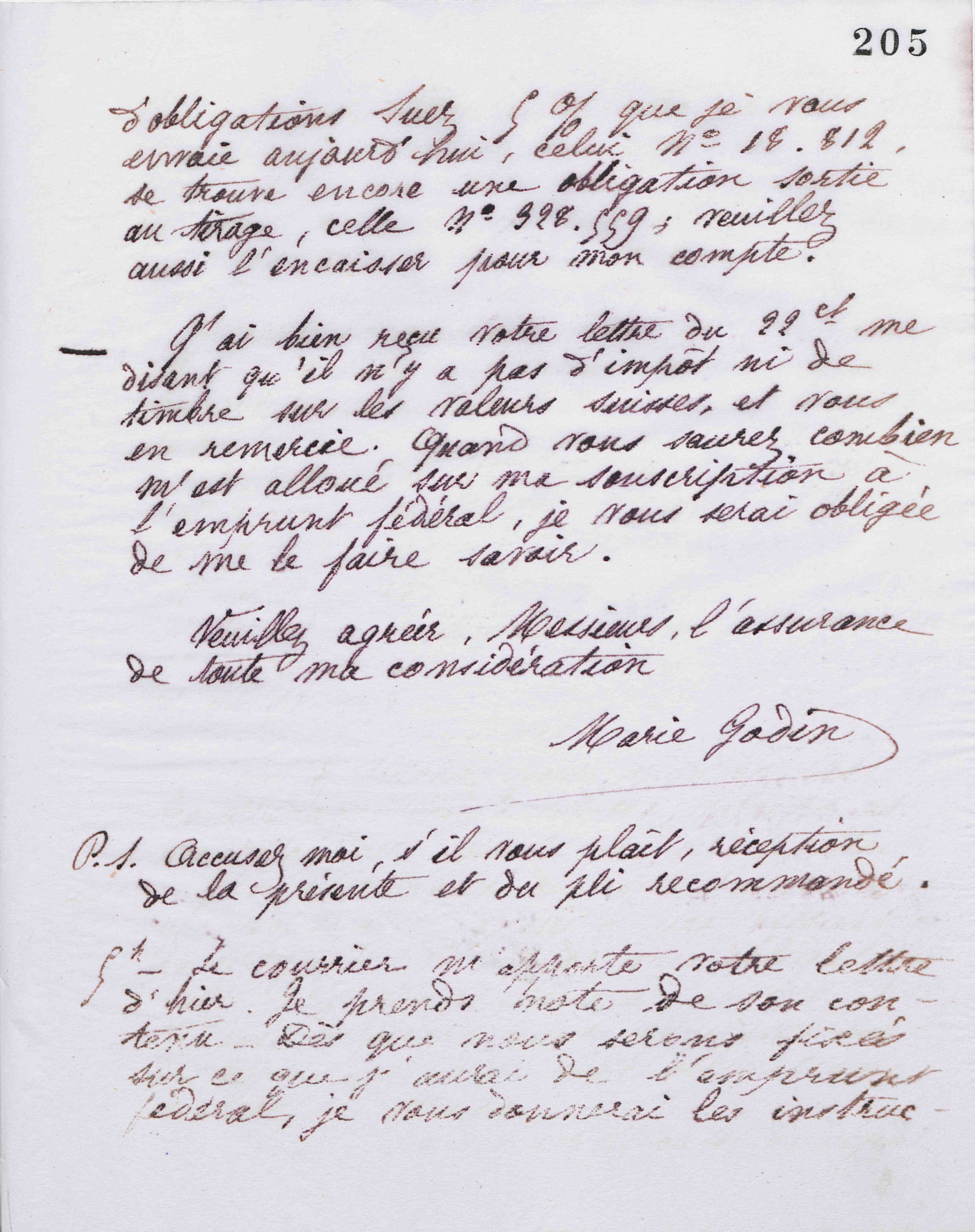Marie Moret à Offroy et Cie, 30 septembre 1887