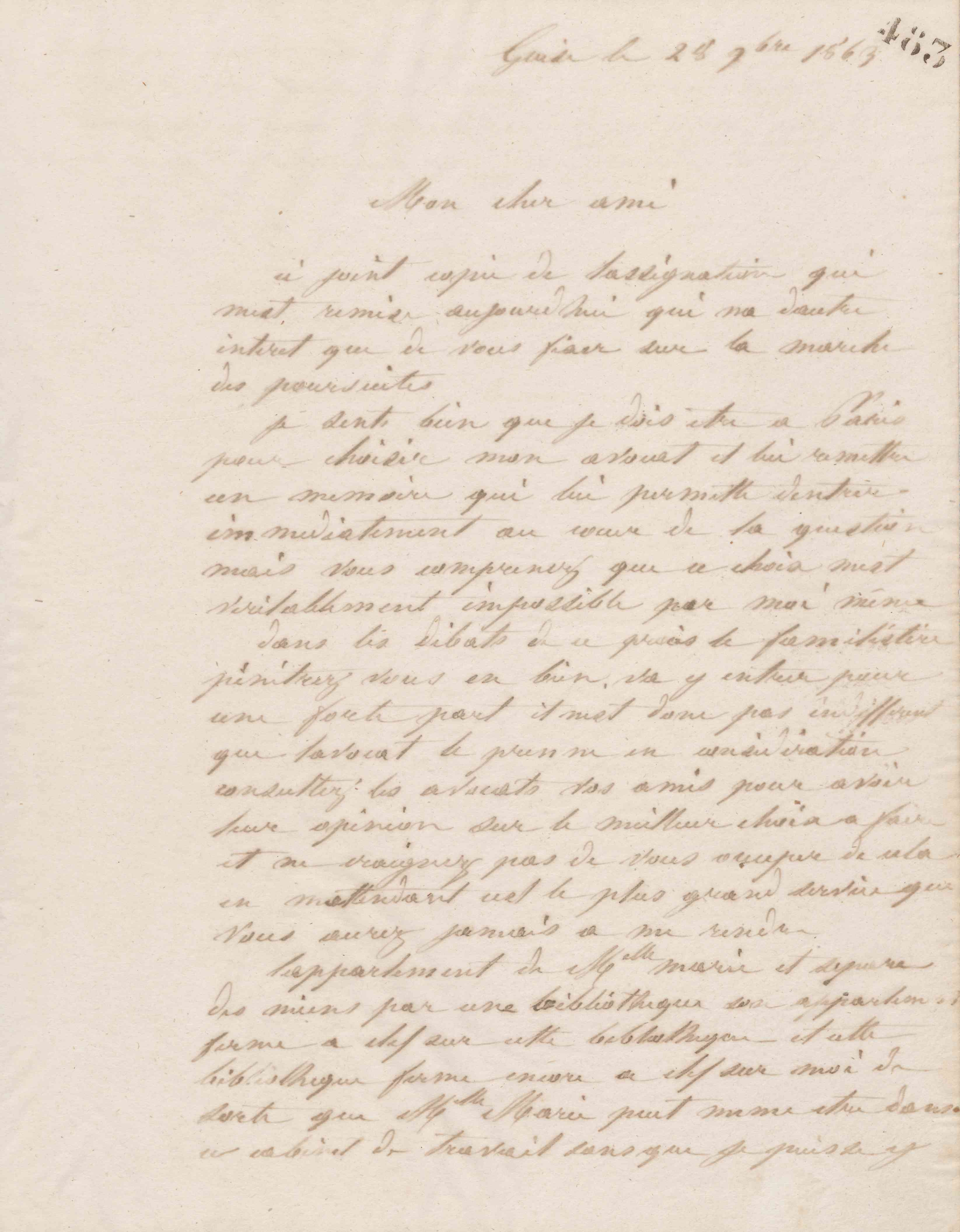 Jean-Baptiste André Godin à François Cantagrel, 28 novembre 1863