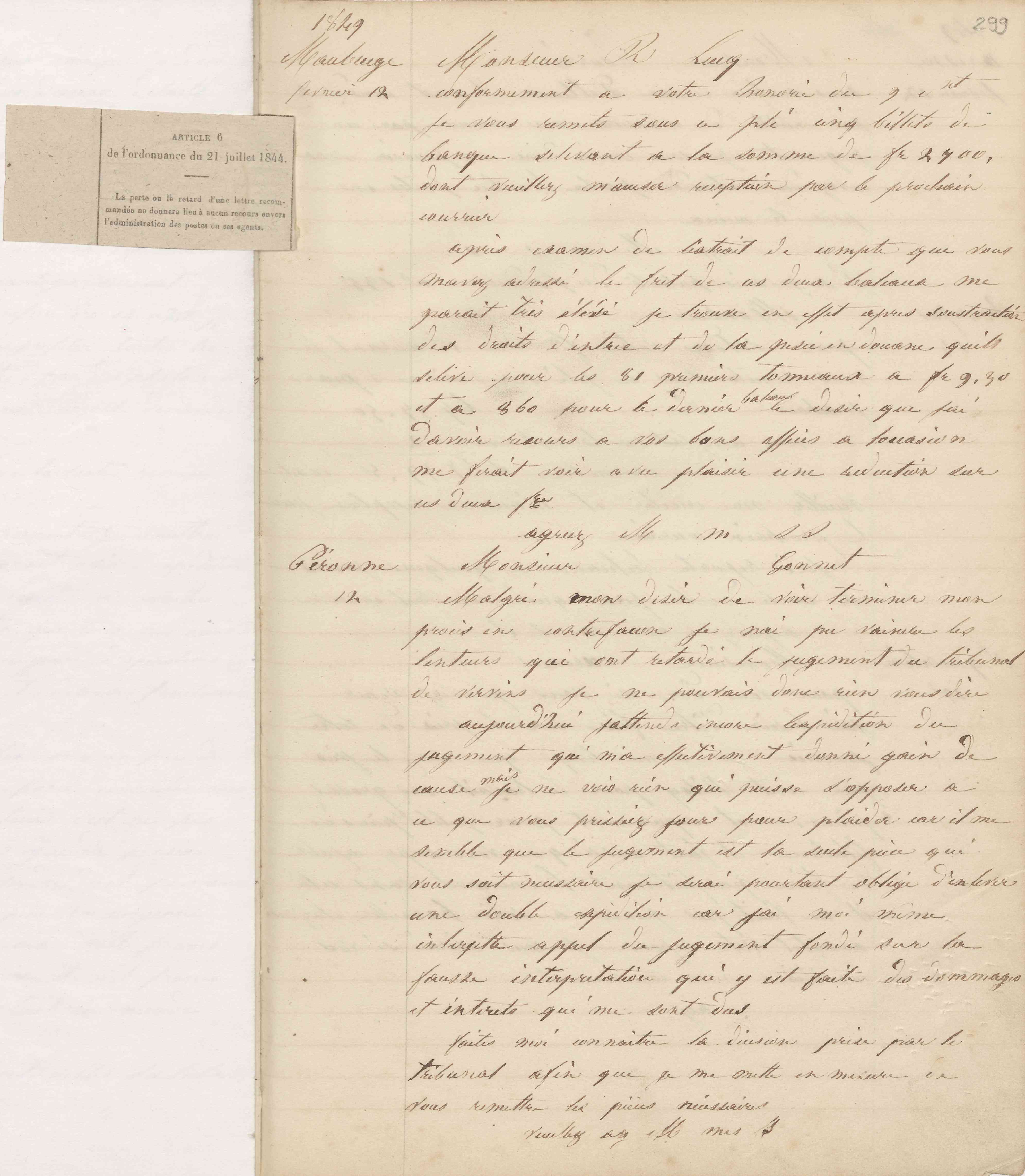 Jean-Baptiste André Godin à monsieur Lucq, 12 février 1849 Jean-Baptiste André Godin à monsieur Lucq, 12 février 1849