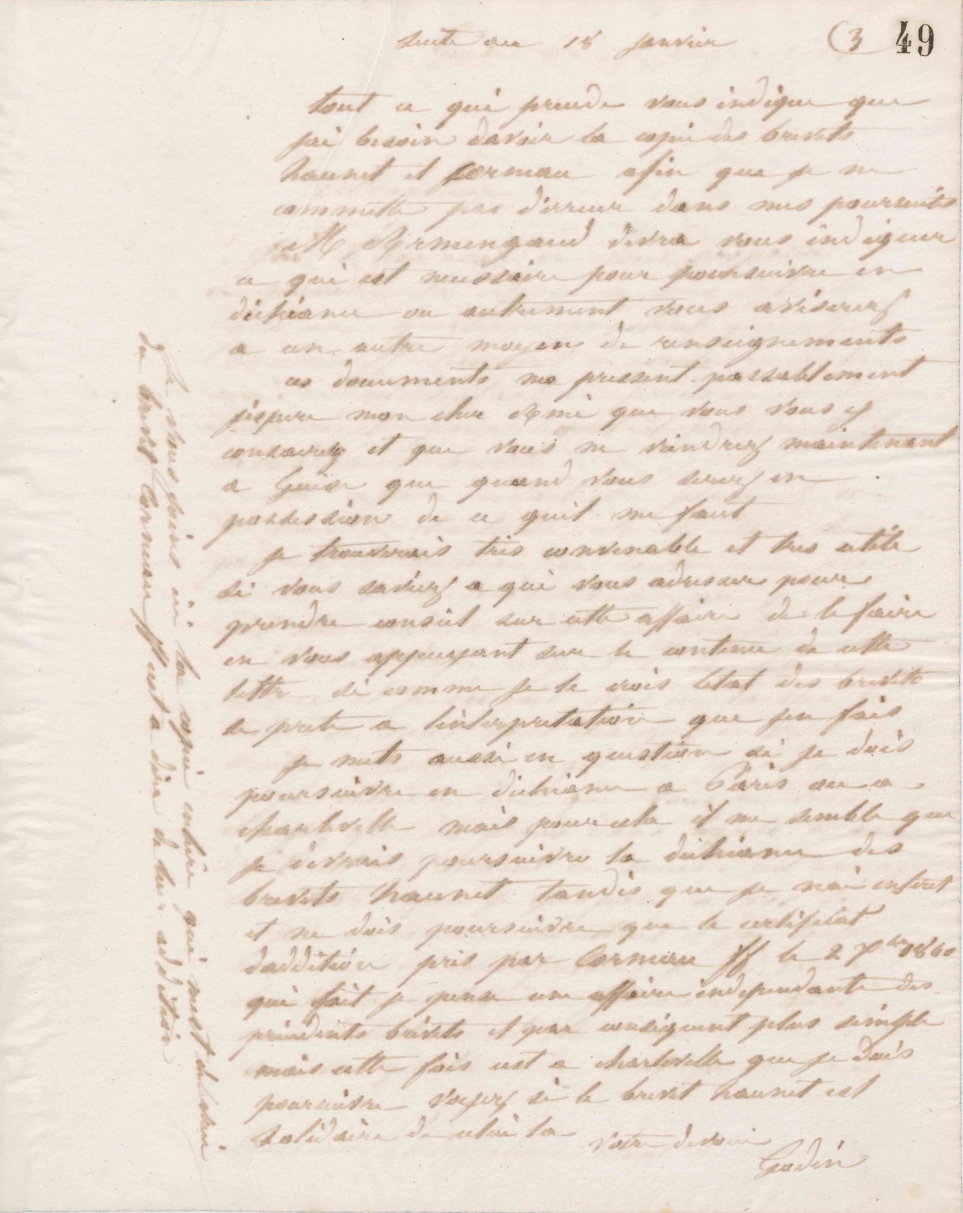 Jean-Baptiste André Godin à François Cantagrel, 18 janvier 1864