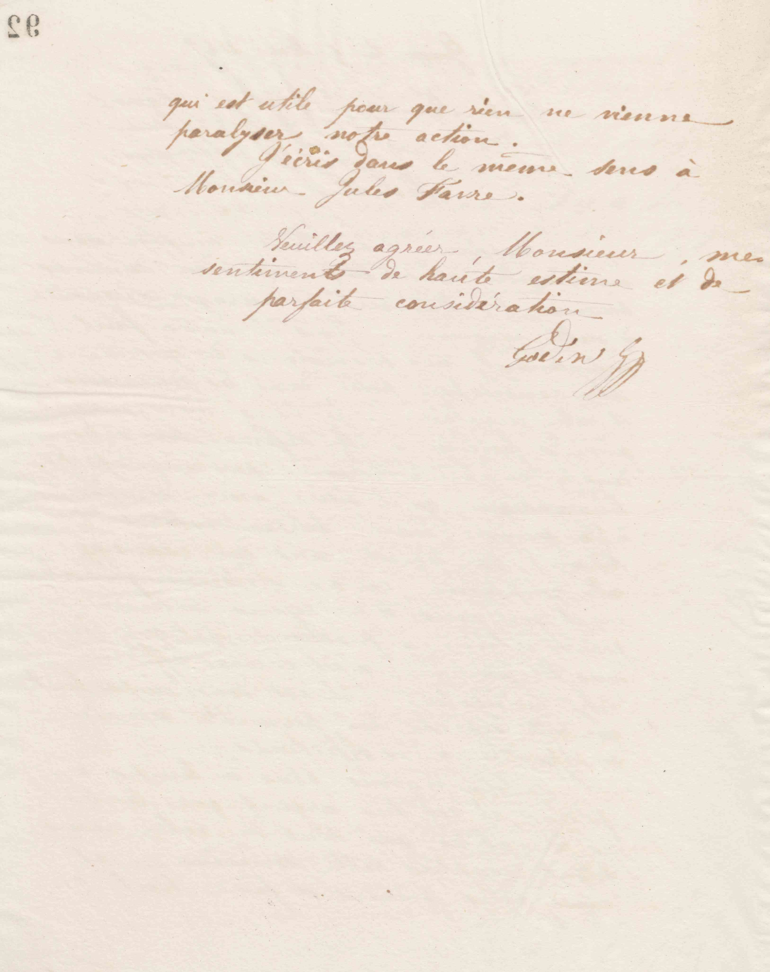 Jean-Baptiste André Godin à Odilon Barrot, 5 mars 1867