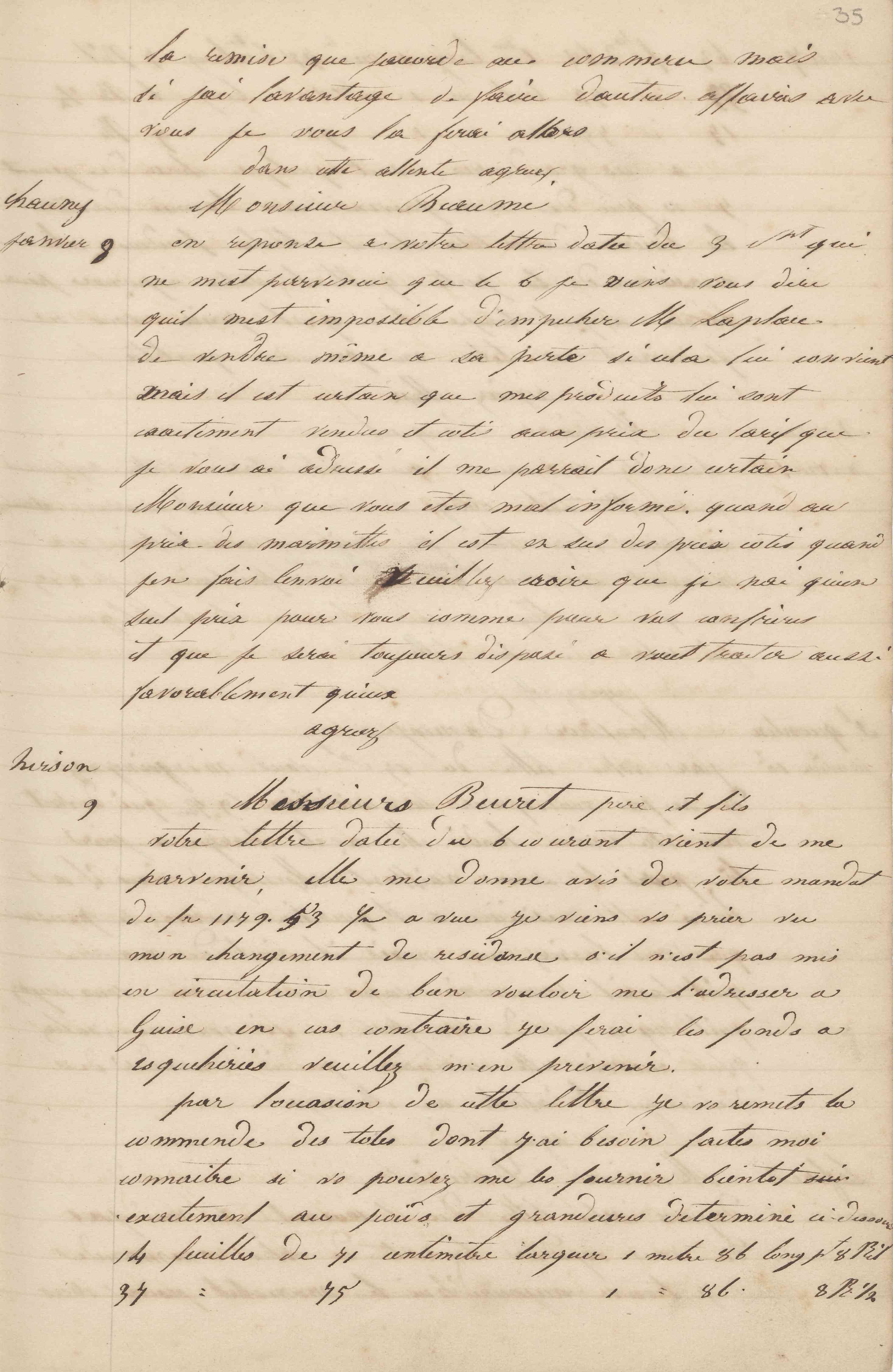 Jean-Baptiste André Godin à Beuret père et fils, 9 janvier 1847 Jean-Baptiste André Godin à Beuret père et fils, 9 janvier 1847