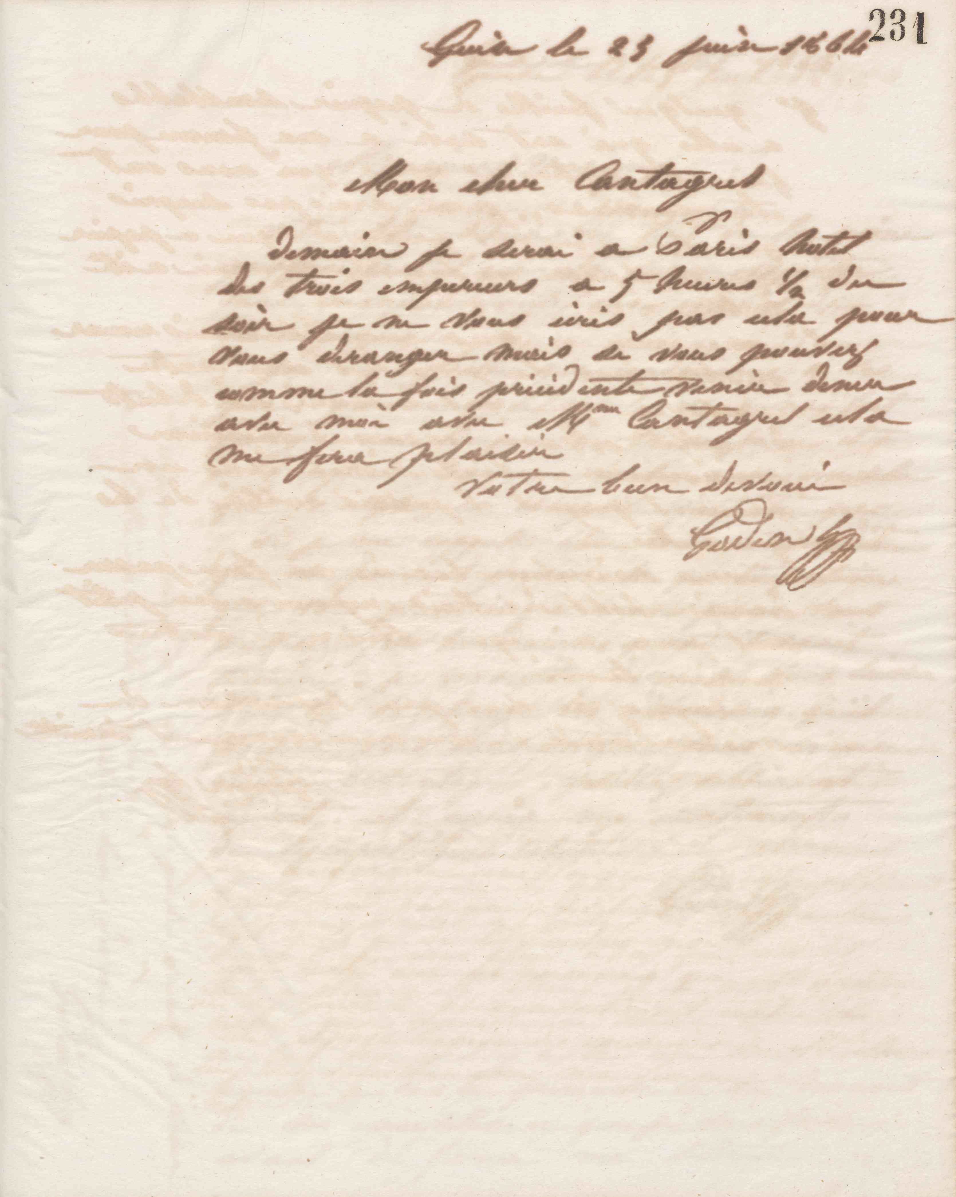 Jean-Baptiste André Godin à François Cantagrel, 25 juin 1864